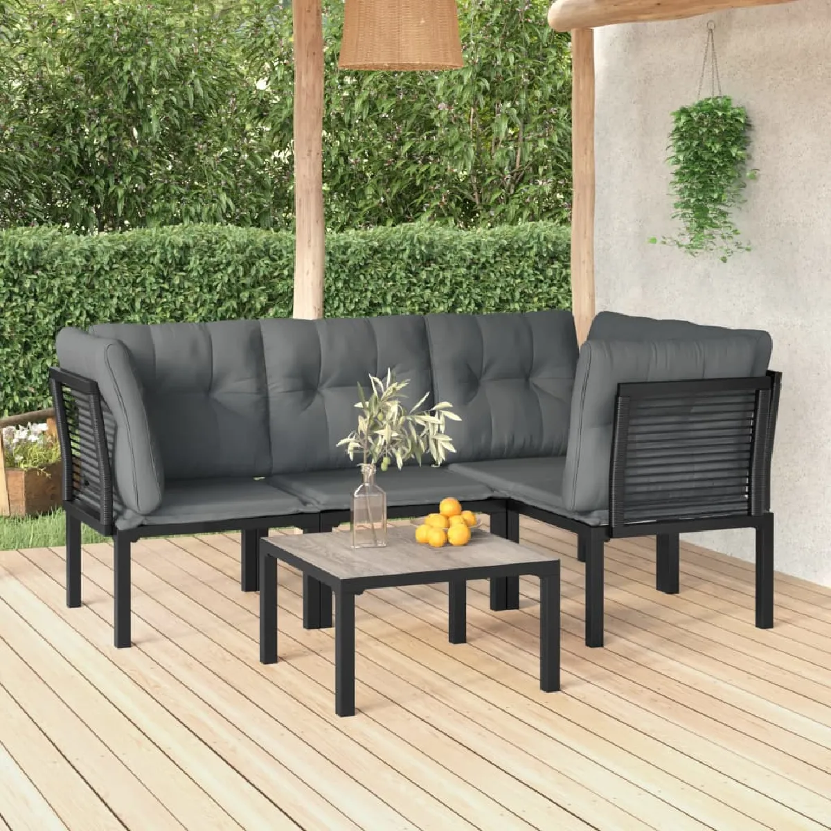 vidaXL Salon de jardin 5 pcs Résine tressée et - vue 2