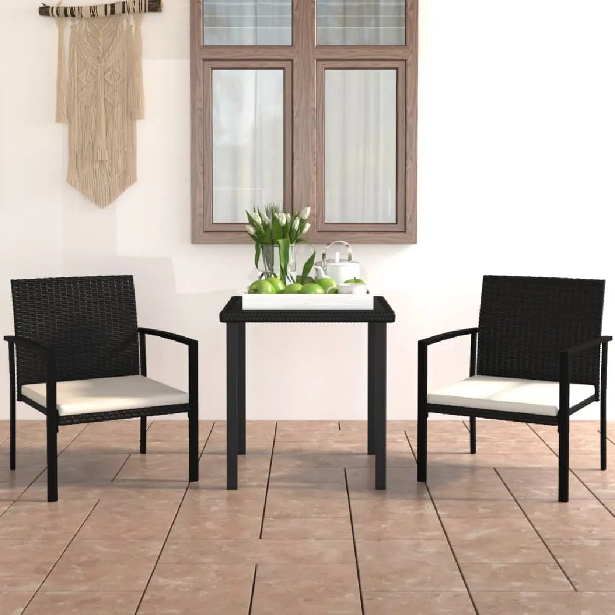 vidaXL Ensemble à manger de jardin 3 pcs Résine tressée - vue 8