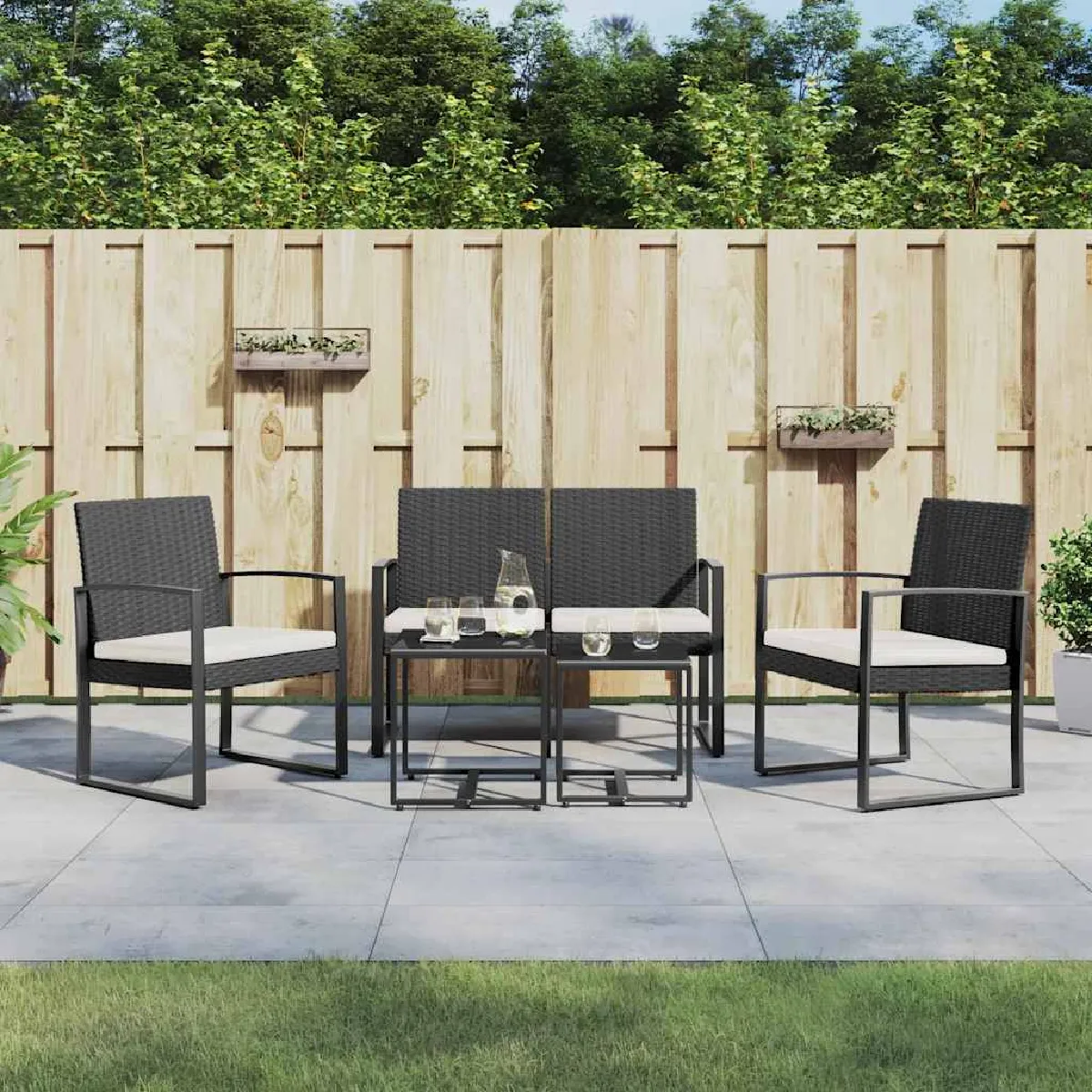 VIDAXL Ensemble à manger de jardin avec coussins 5 pcs - vue 4