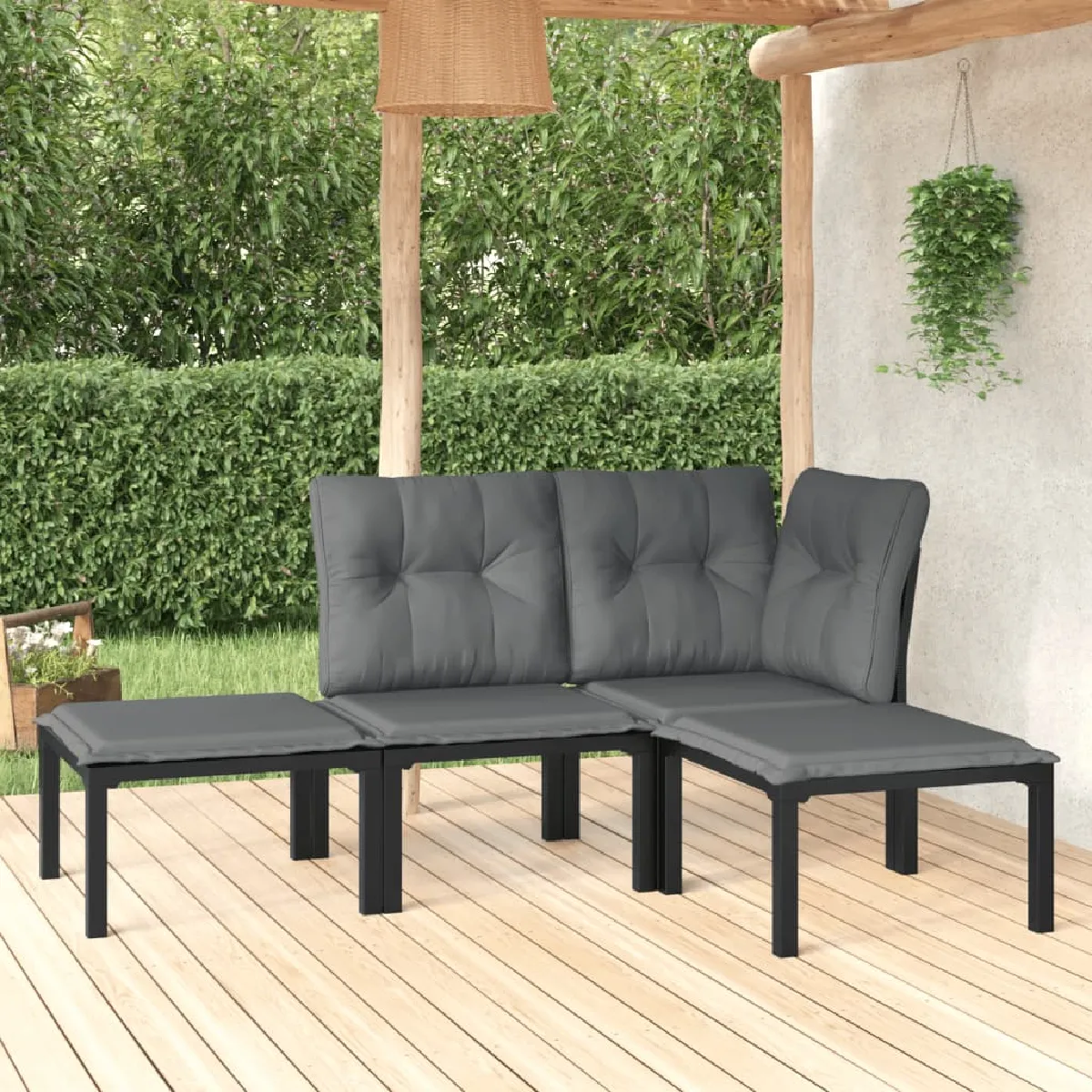 vidaXL Salon de jardin 4pcs Résine Tressée