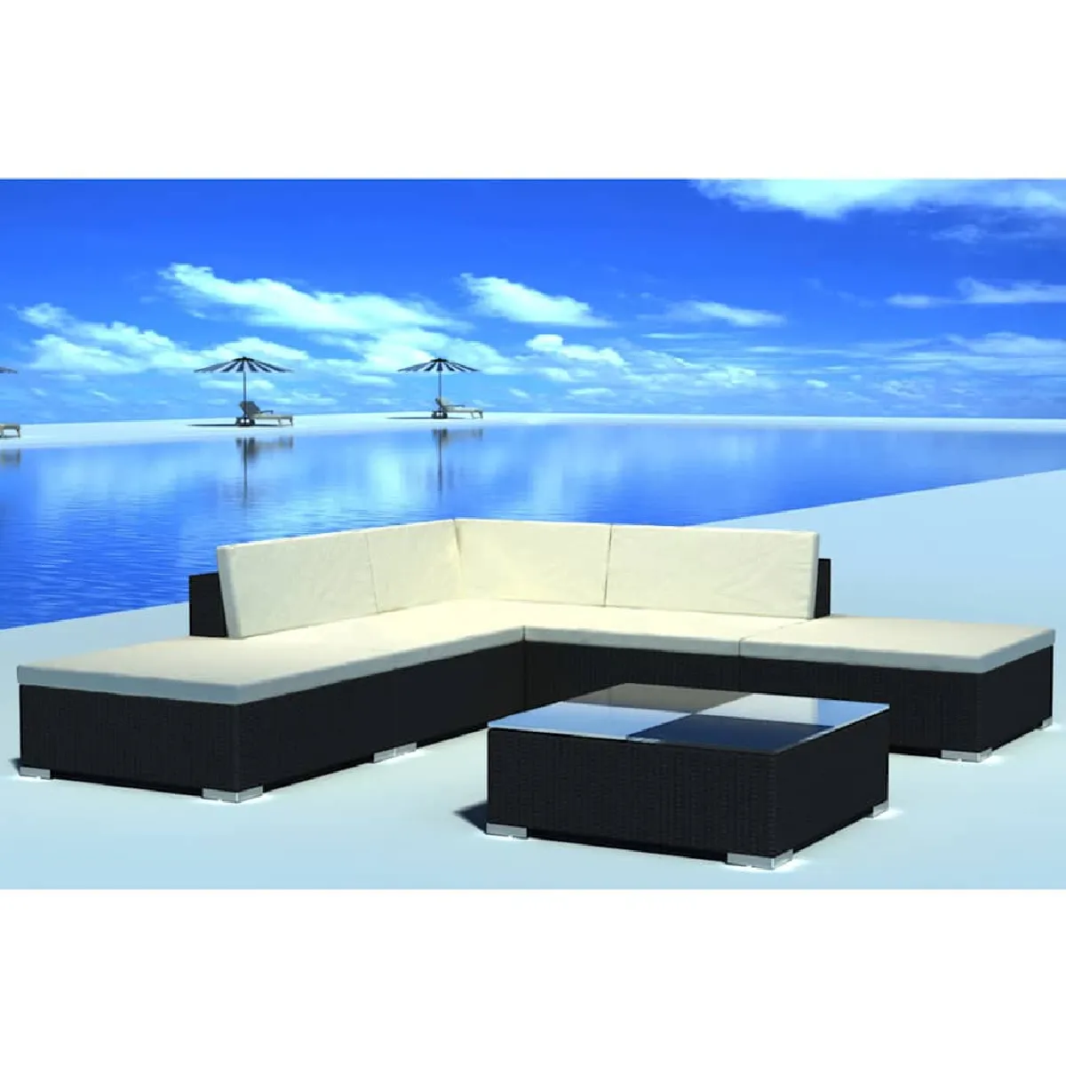 Vidaxl Noir Salon De Jardin 6 Pcs