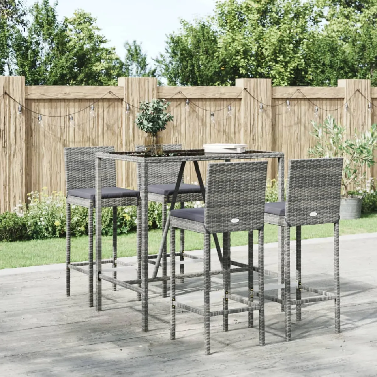 vidaXL Ensemble de bar de jardin 5 pcs Résine Tressée - vue 9