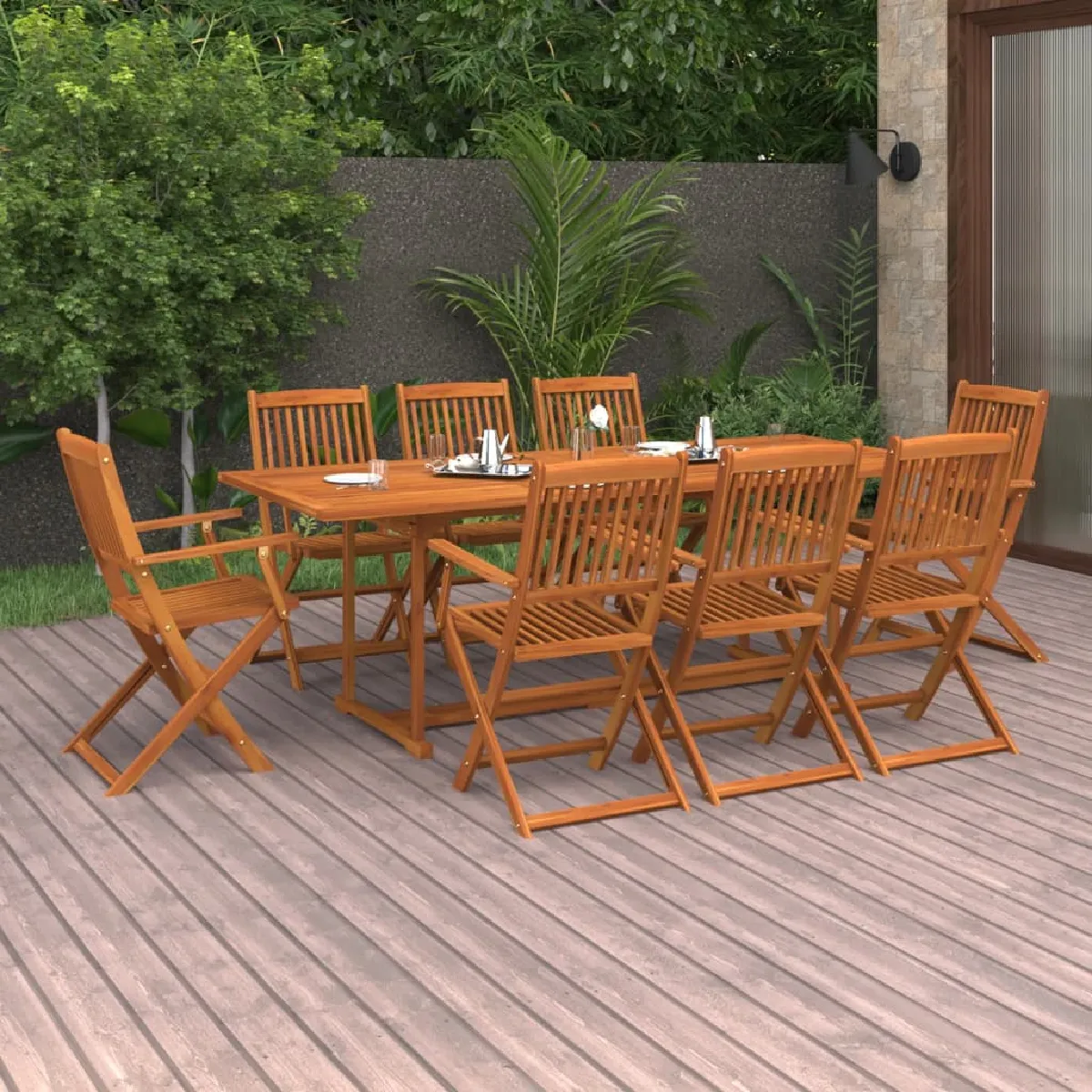 vidaXL Ensemble à manger de jardin 9 pcs Bois d'acacia - vue 4