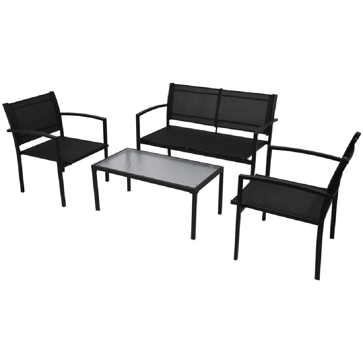 vidaXL Salon de jardin 4 pcs - Noir