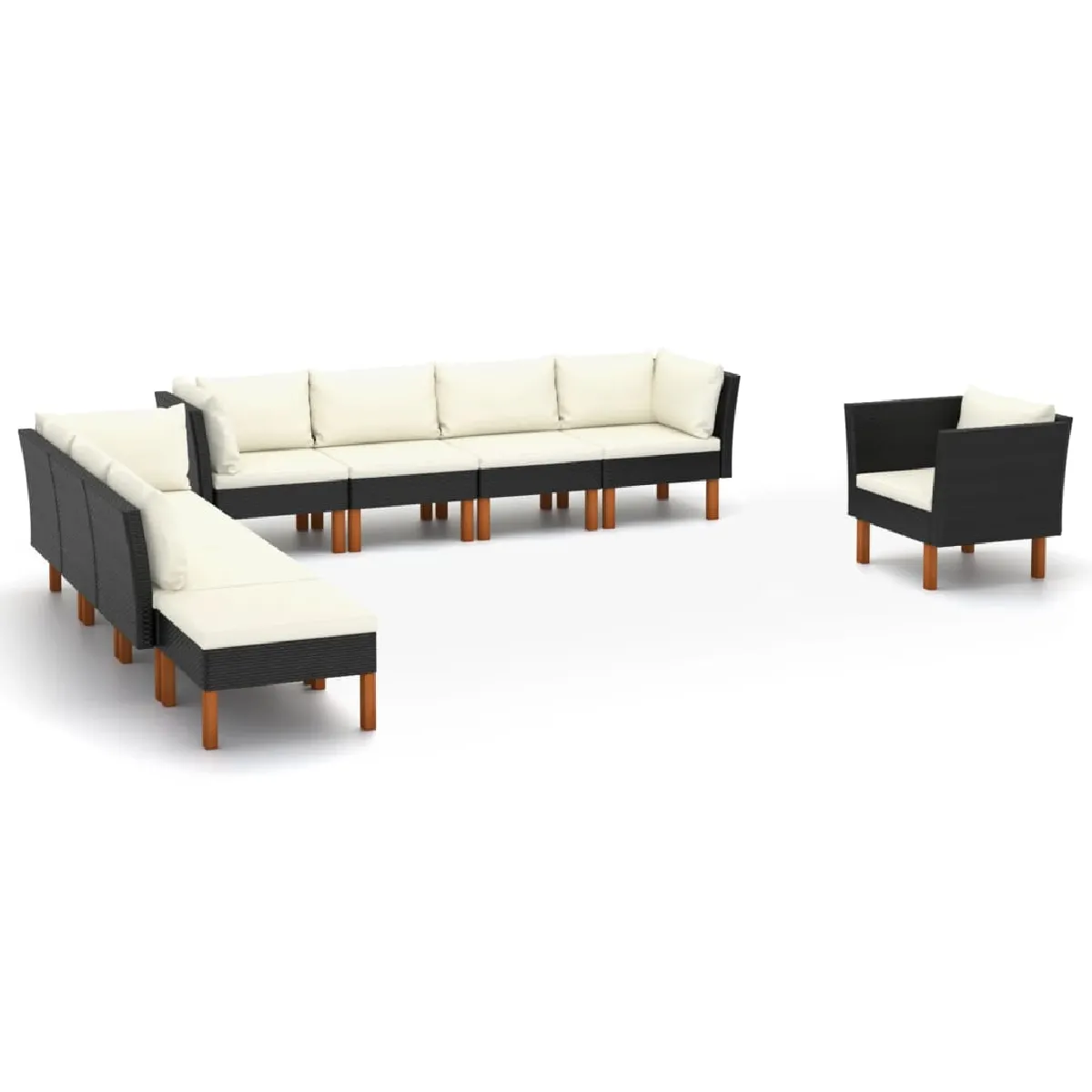 vidaXL Salon de jardin 9 pcs avec coussins - vue 4