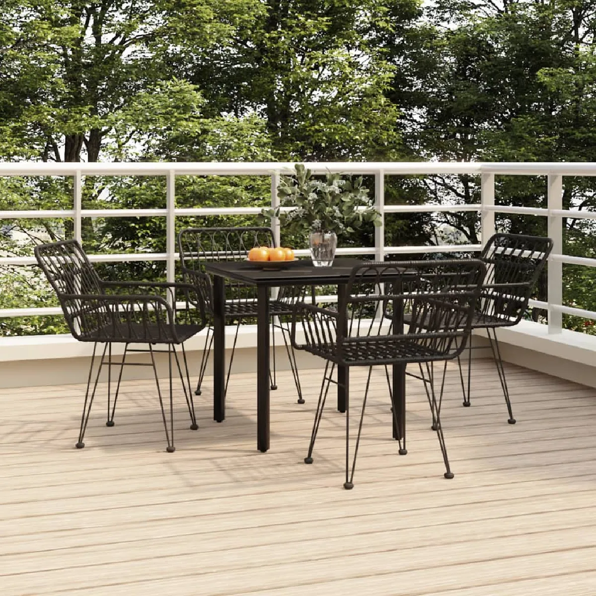 VidaXL Ensemble à Manger - 5 pcs Noir Résine Tressée