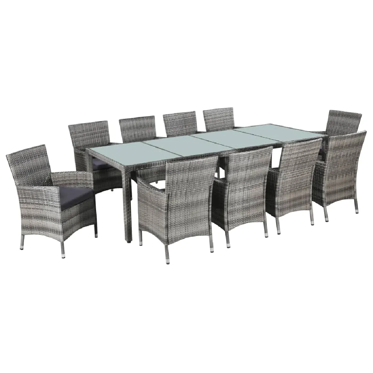 vidaXL Mobilier à dîner de jardin 11pc et coussins Résine tressée 43957 - vue 3