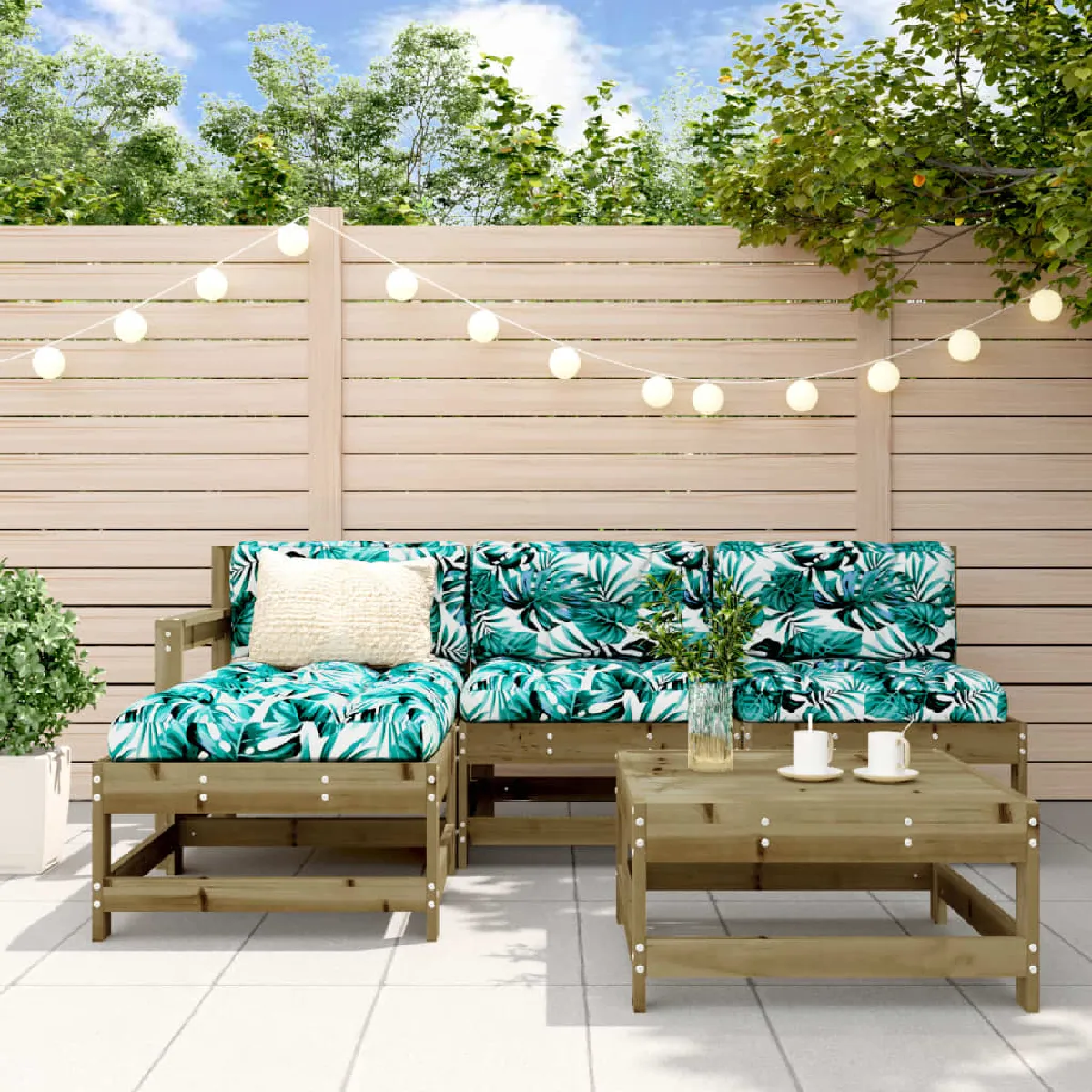 vidaXL Salon de jardin 5 pcs Bois de Pin Imprégné - vue 7