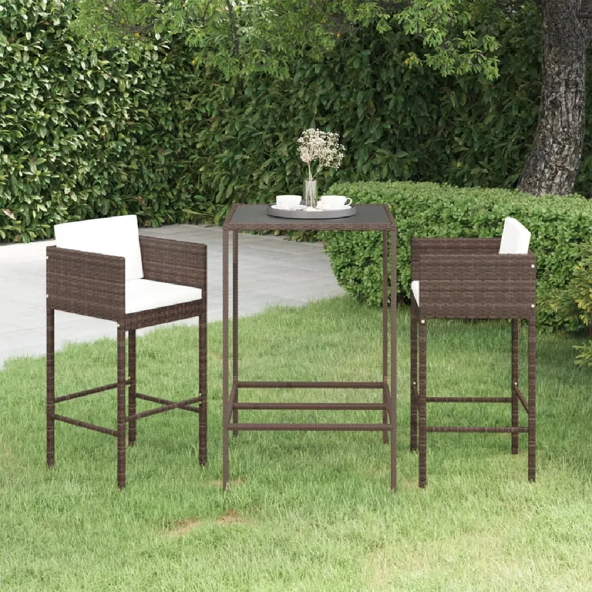 vidaXL Meubles de bar de jardin 3 pièces - Marron vidaXL Meubles de bar de jardin 3 pièces - Marron