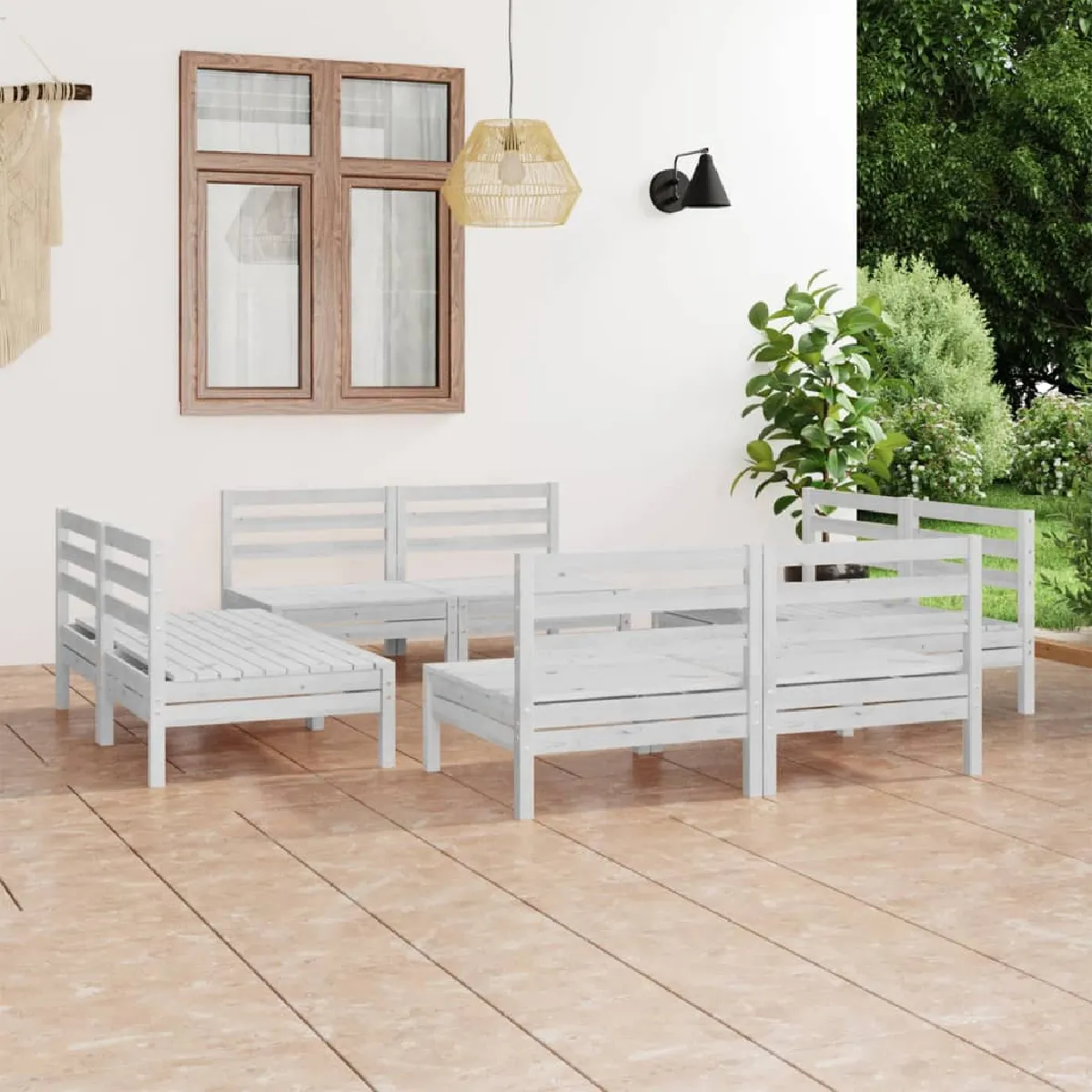 vidaXL Salon de jardin 8 pcs bois de pin