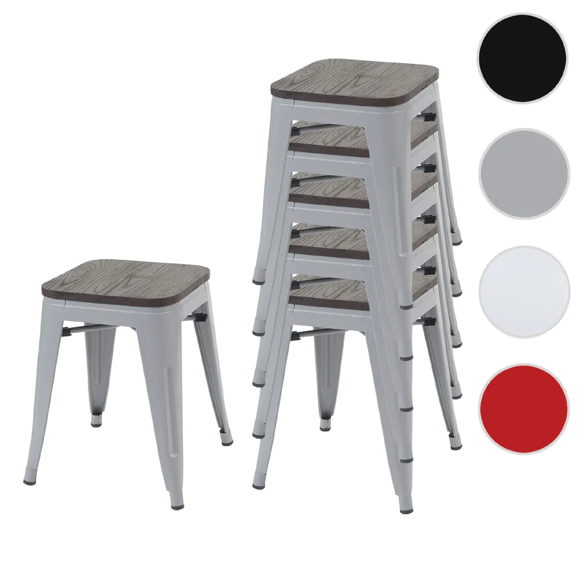 Mendler Tabouret industriel - Gris Mendler Tabouret industriel - Gris