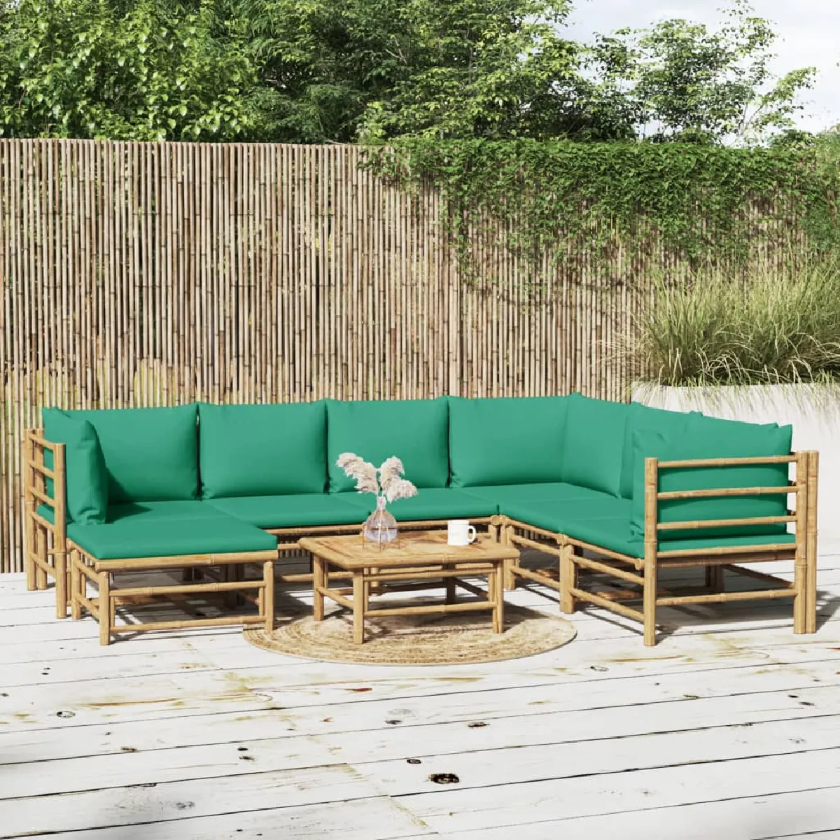 vidaXL Salon de jardin 8 pcs Bambou
