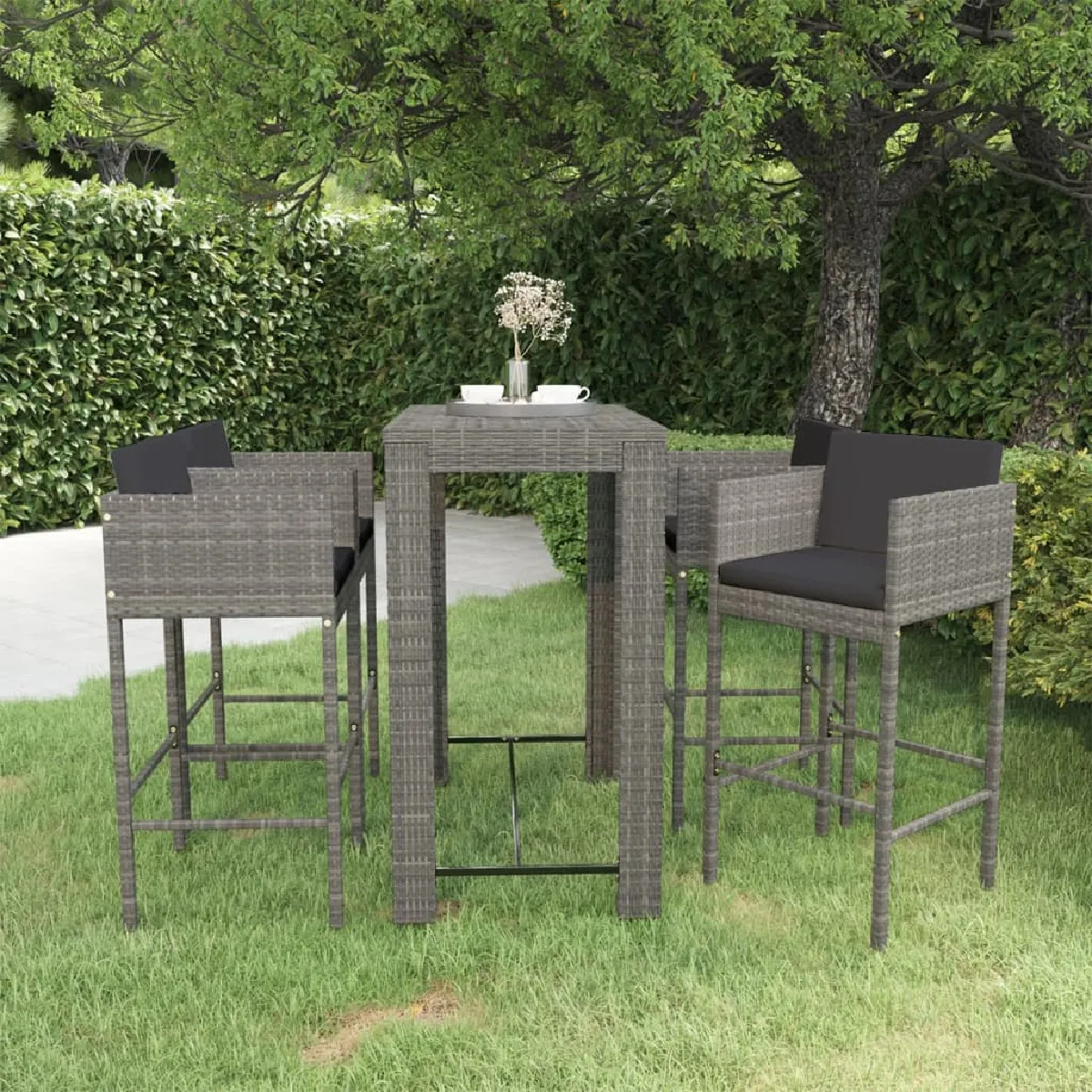 vidaXL Ensemble de bar de jardin 5 pcs Résine Tressée - vue 6