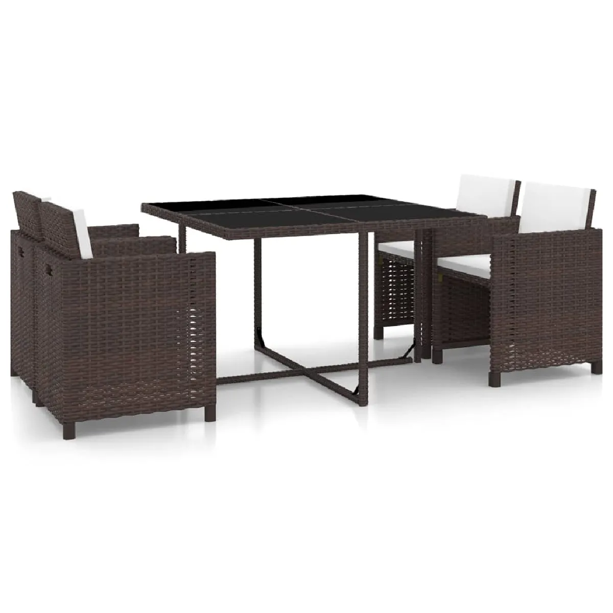 vidaXL Ensemble à Dîner d'Extérieur 5 pcs et Coussins Mobilier de Salle à Manger de Jardin Table et Chaises de Repas de 3094934 - vue 2