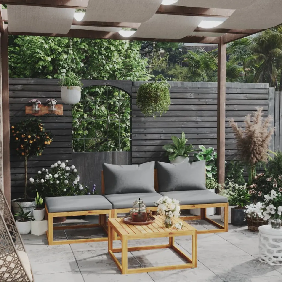 VidaXL Salon de jardin 4 pcs - Bois d'acacia