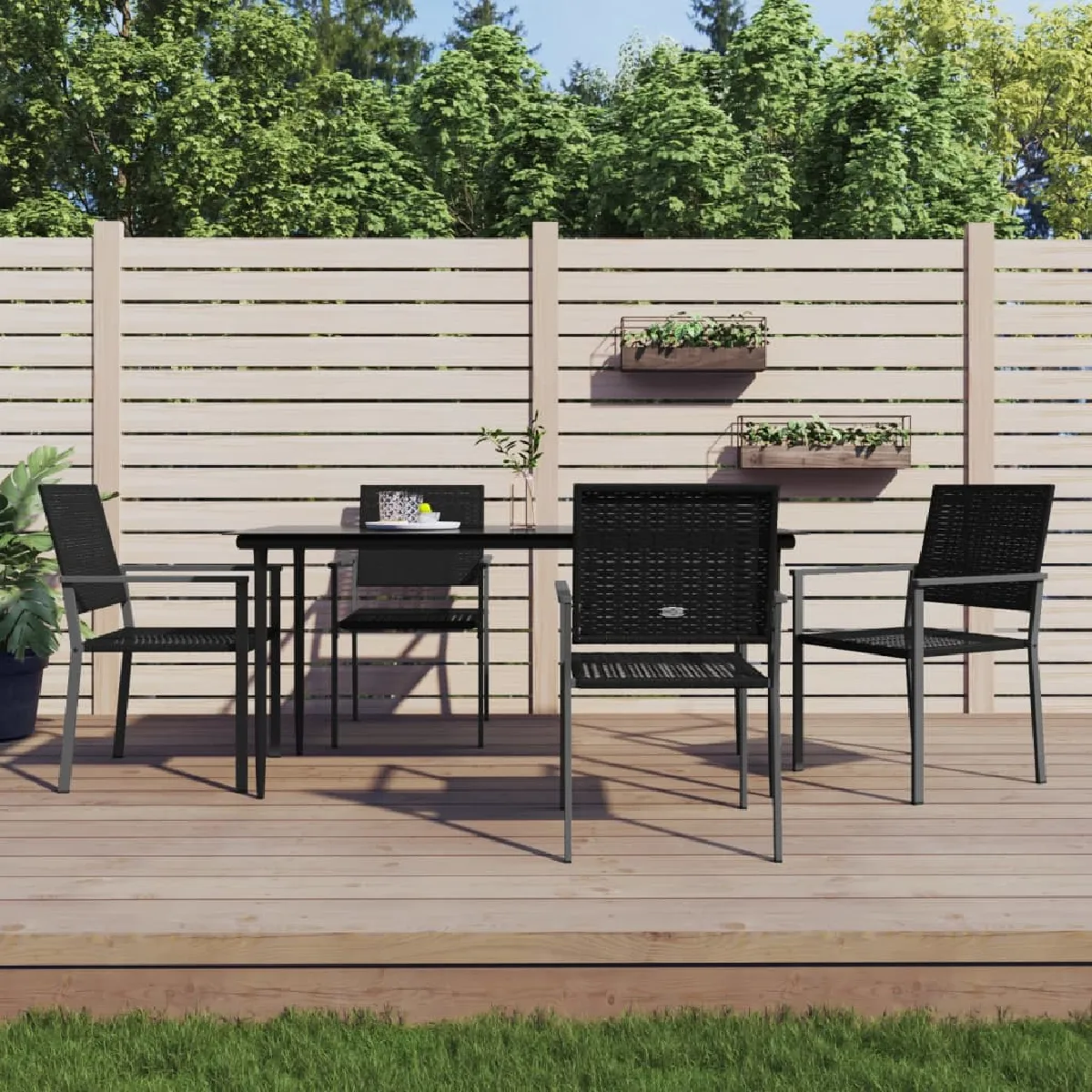 VidaXL Ensemble à manger de jardin 5 pcs Résine tressée acier - vue 4