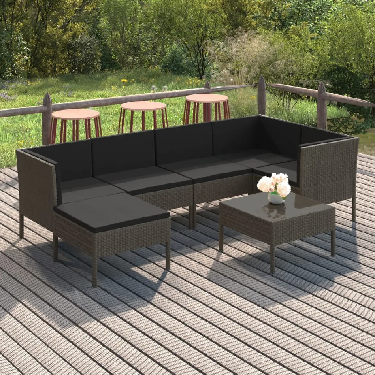VIDAXL Salon de jardin 7 pcs Résine tressée - vue 3