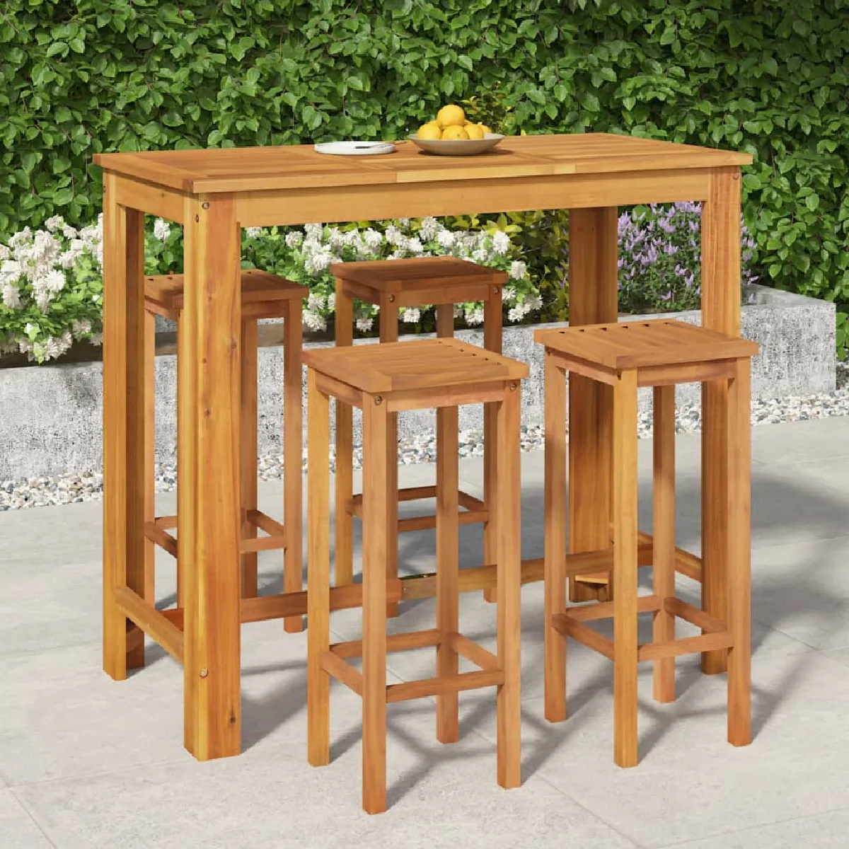 vidaXL Ensemble de Bar de Jardin 5 pcs Table et Chaises avec Repose Pieds Ensemble de Meubles de Terrasse Extérieur Bois 3154392