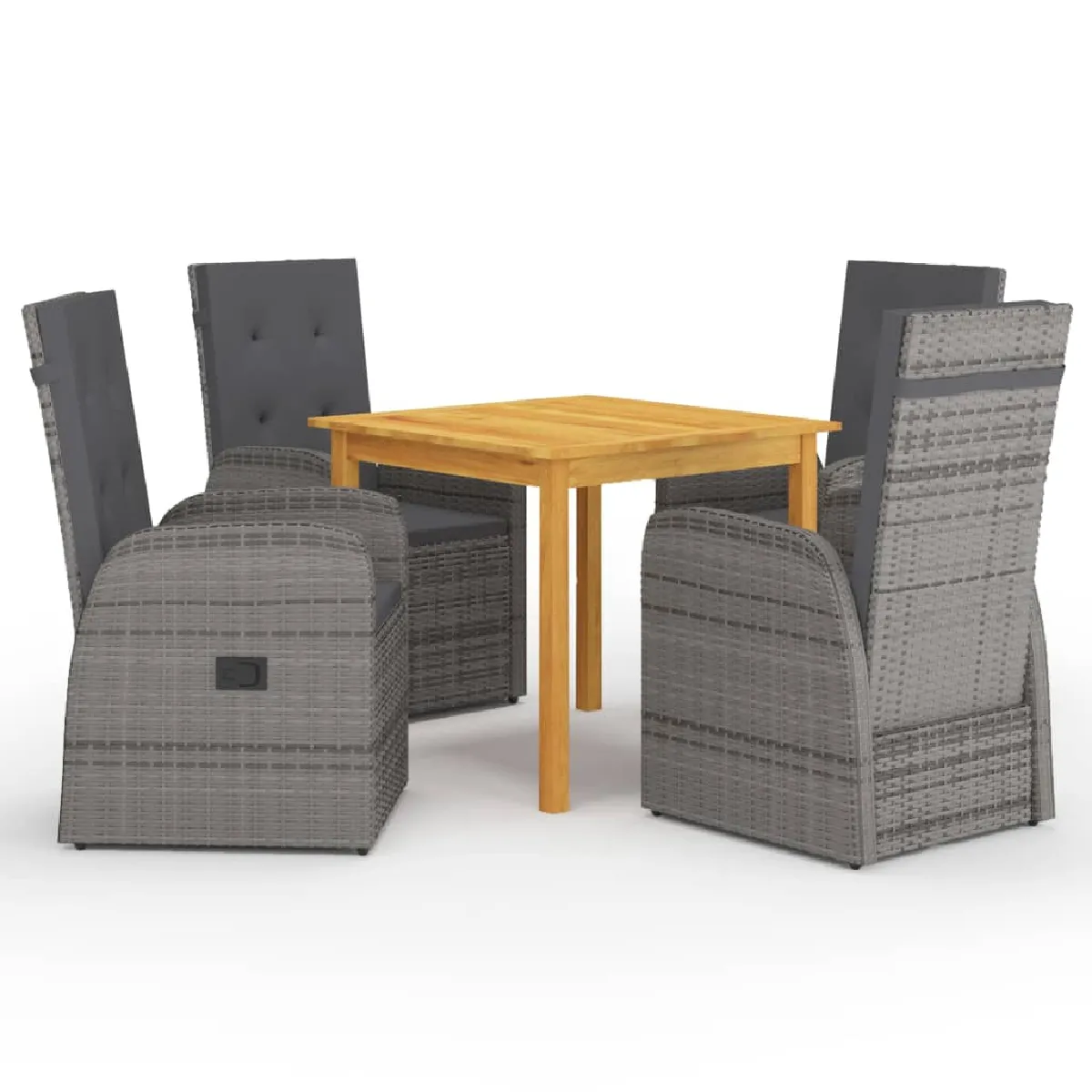 VIDAXL - Salon de jardin 5 pièces - Bois - Gris - Image 3