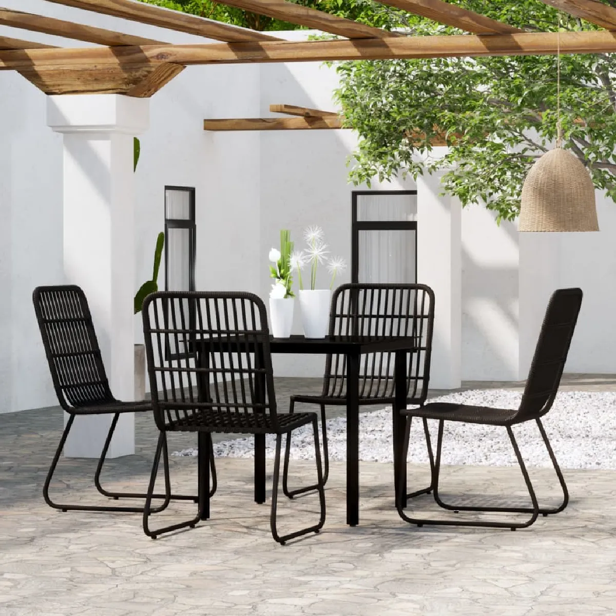 Non Communiqué Noir Vidaxl Ensemble De Salle À Manger De Jardin 5 Pcs 3099168 - Image 3
