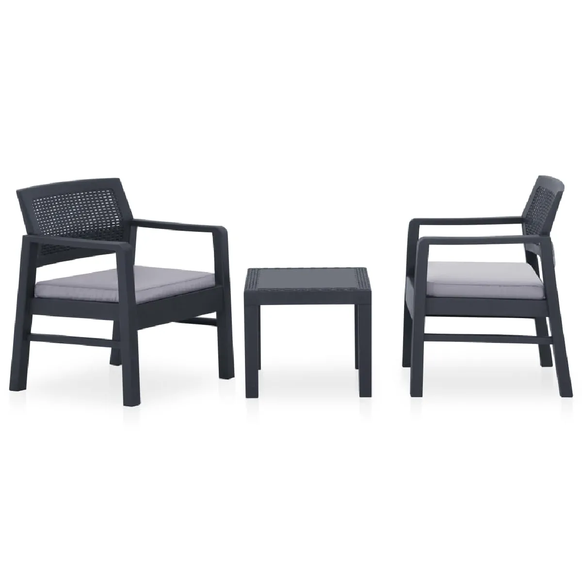 vidaXL Salon de jardin 3 pcs Gris