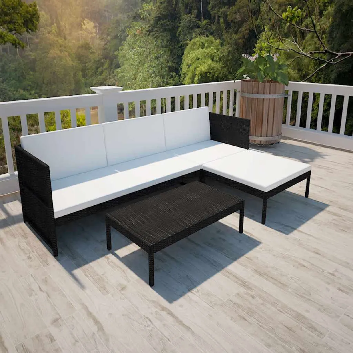 VIDAXL - Salon de jardin modulable - 3 pièces - Noir - 58 x 58 cm - Image 3