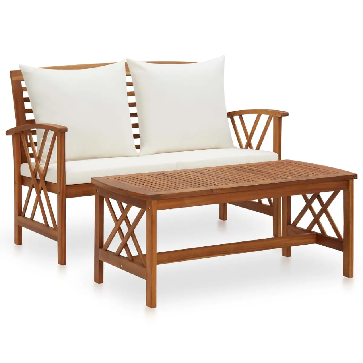 vidaXL Salon 2 pcs Bois d'acacia solide - vue 2