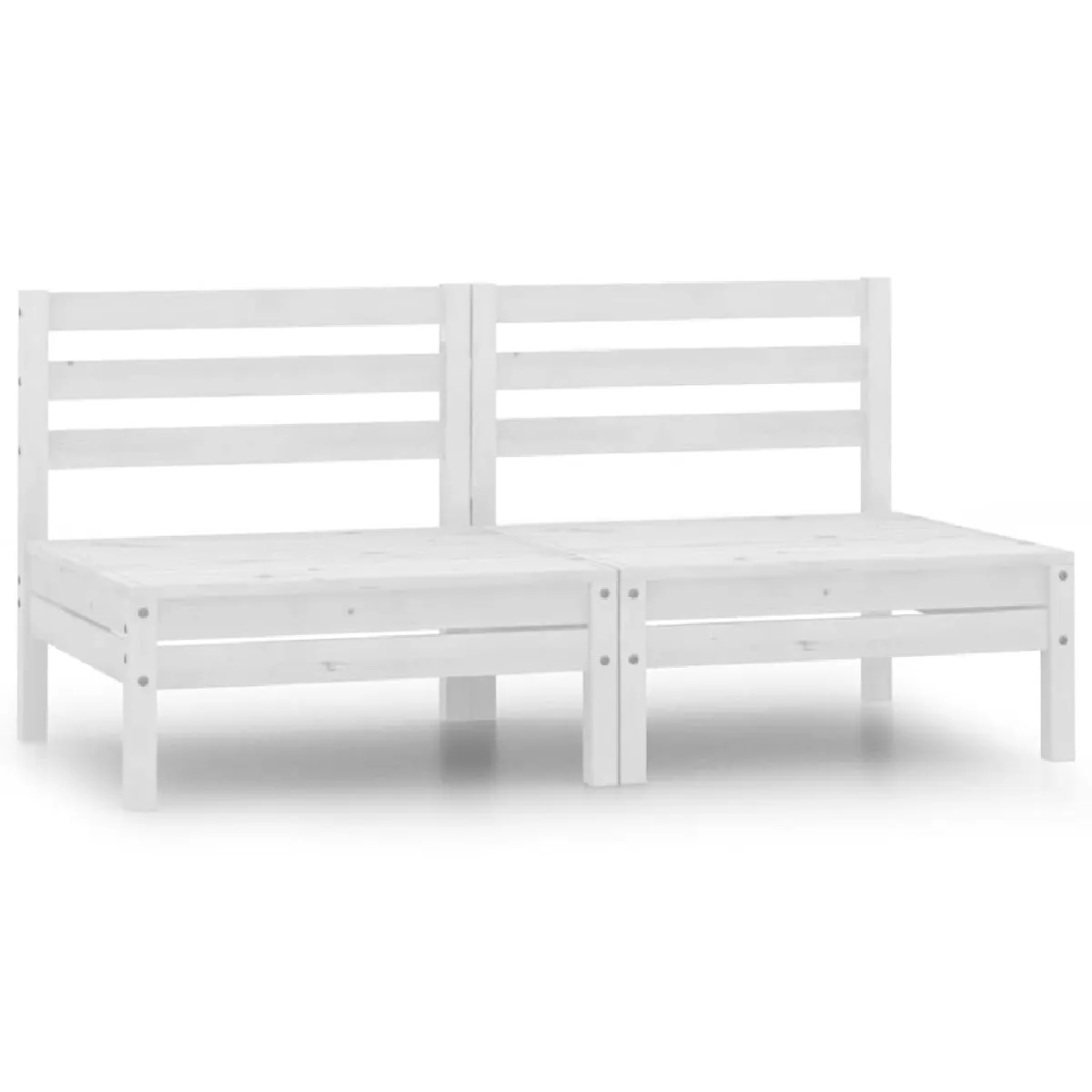 vidaXL Canapés centraux de jardin 2 pcs blanc - Bois de pin