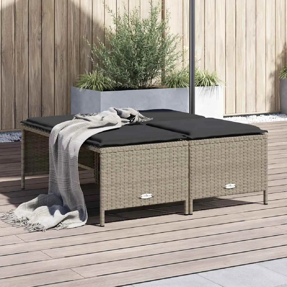 vidaXL Tabourets de jardin 4 pièces Résine tressée Gris clair