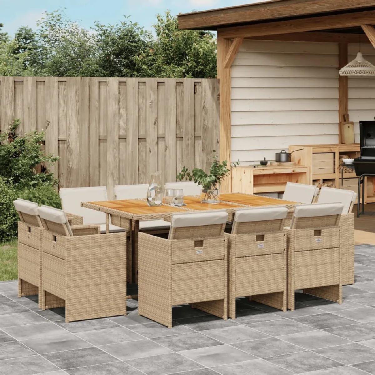 vidaXL Ensemble à manger de jardin et coussins 3 pcs - vue 2
