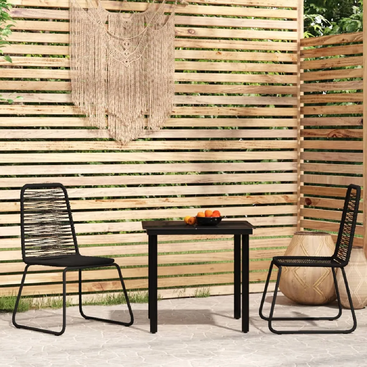 Vidaxl Noir Ensemble À Manger De Jardin 3 Pcs