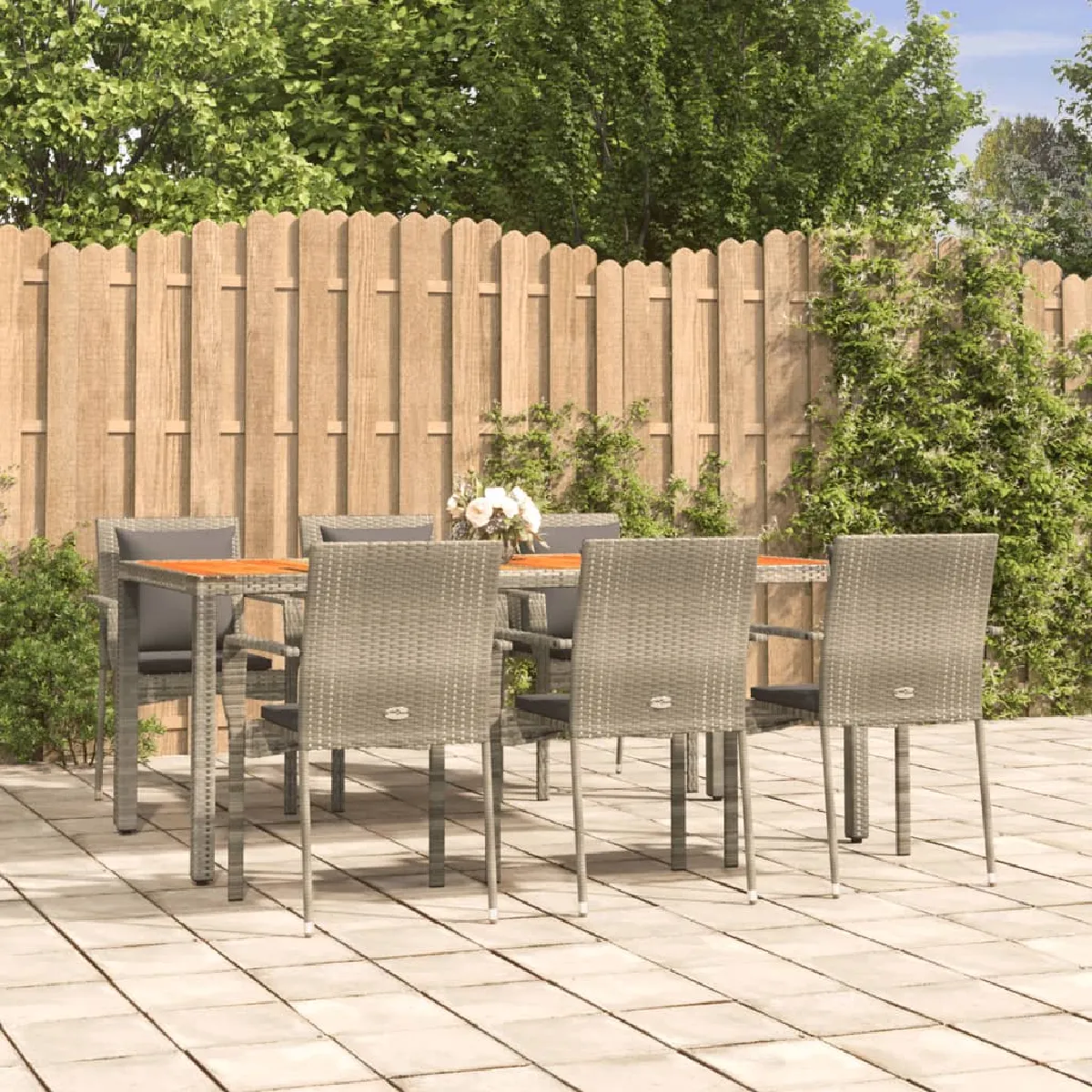 vidaXL Ensemble à Manger Jardin et Coussins 7 pcs - vue 2