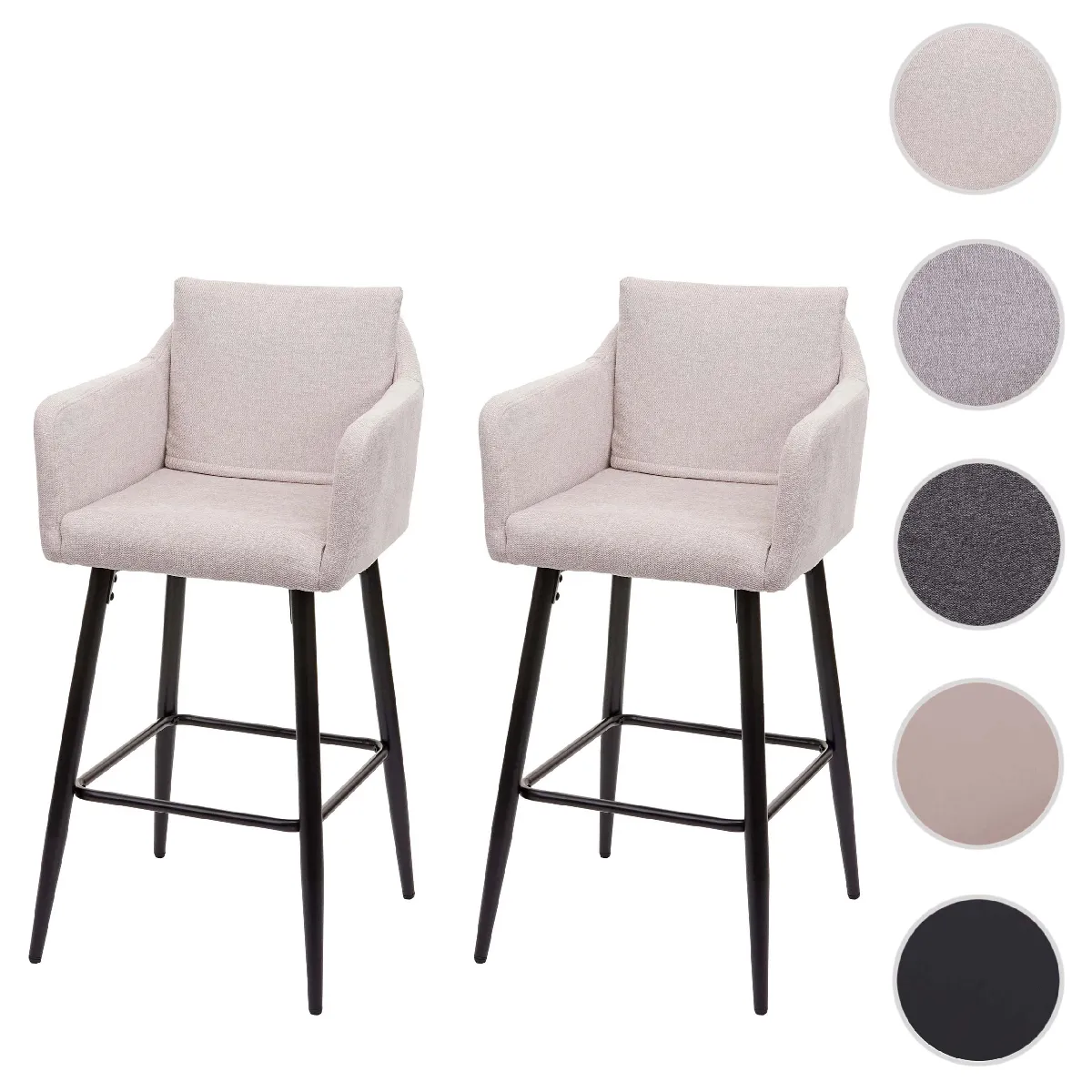 Mendler Lot De 2 Tabourets De Bar - Crème