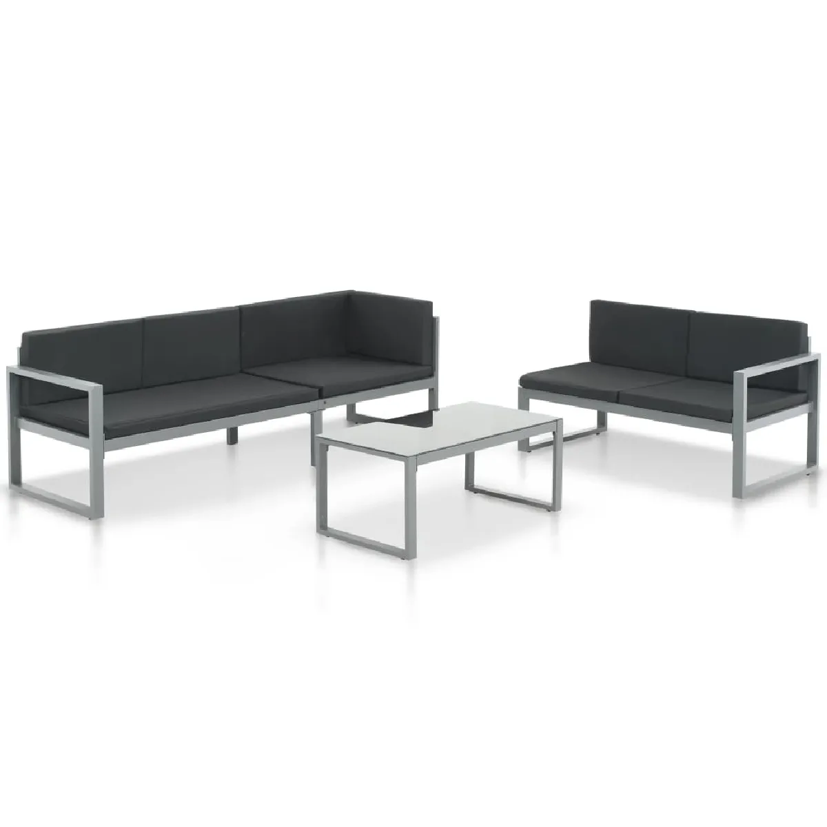 Vidaxl Noir Salon De Jardin 3 Pcs - Aluminium