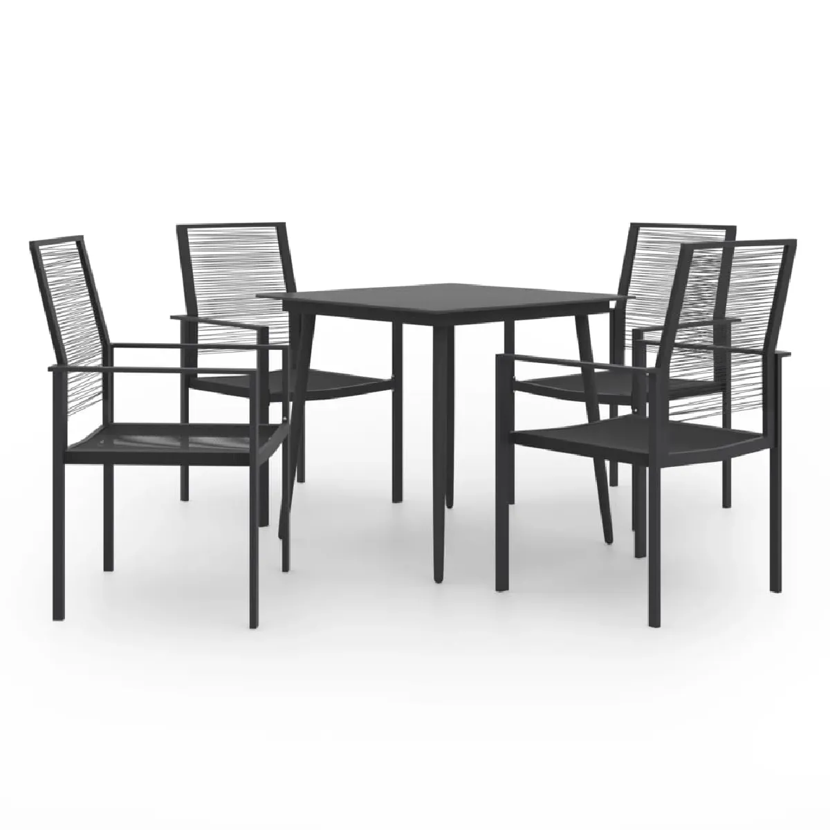 vidaXL - Ensemble de Jardin 5 Pièces - Table et Chaises - Noir - Image 3