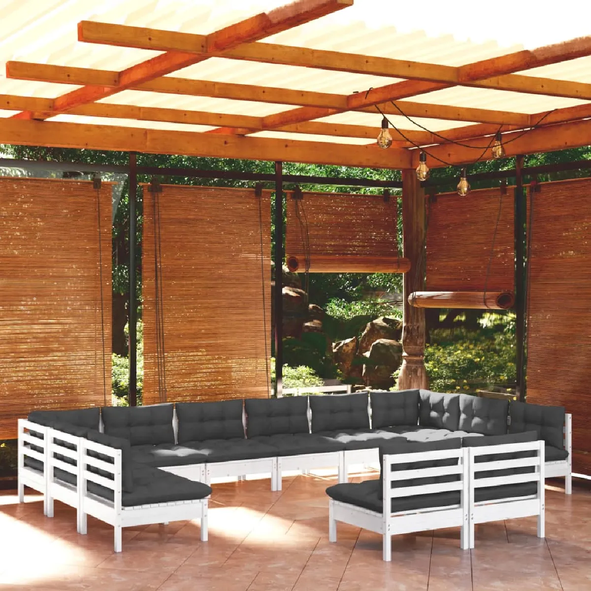 vidaXL Salon de jardin 12 pcs avec coussins Bois de pin - vue 4