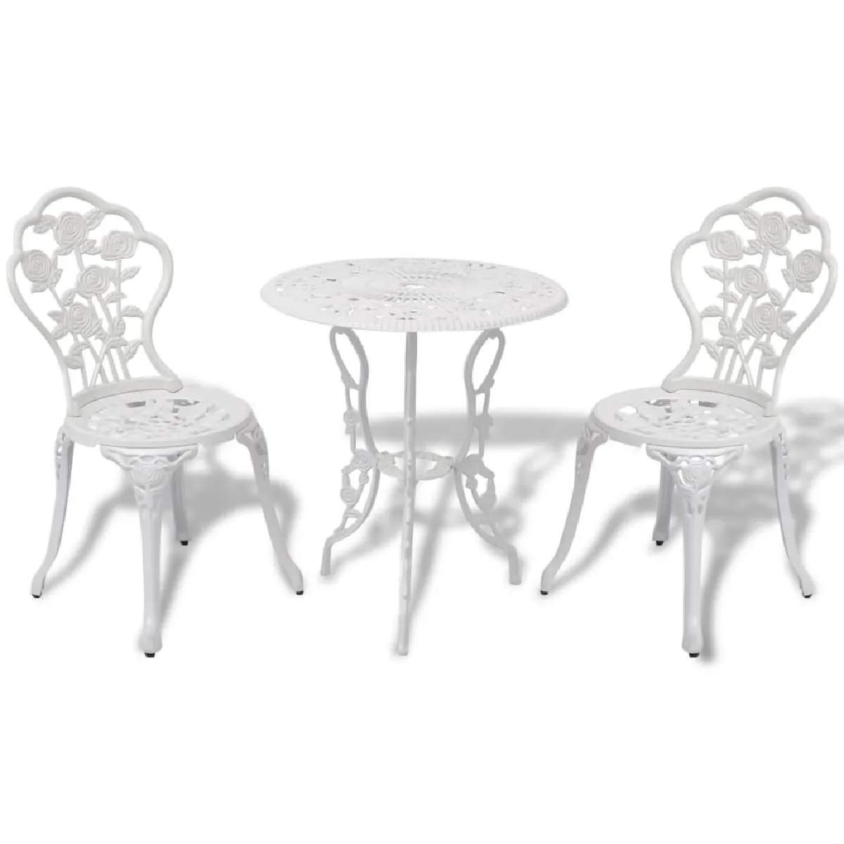 Vidaxl Blanc Ensemble De Bistro 3 Pcs Aluminium Coulé - Image 3