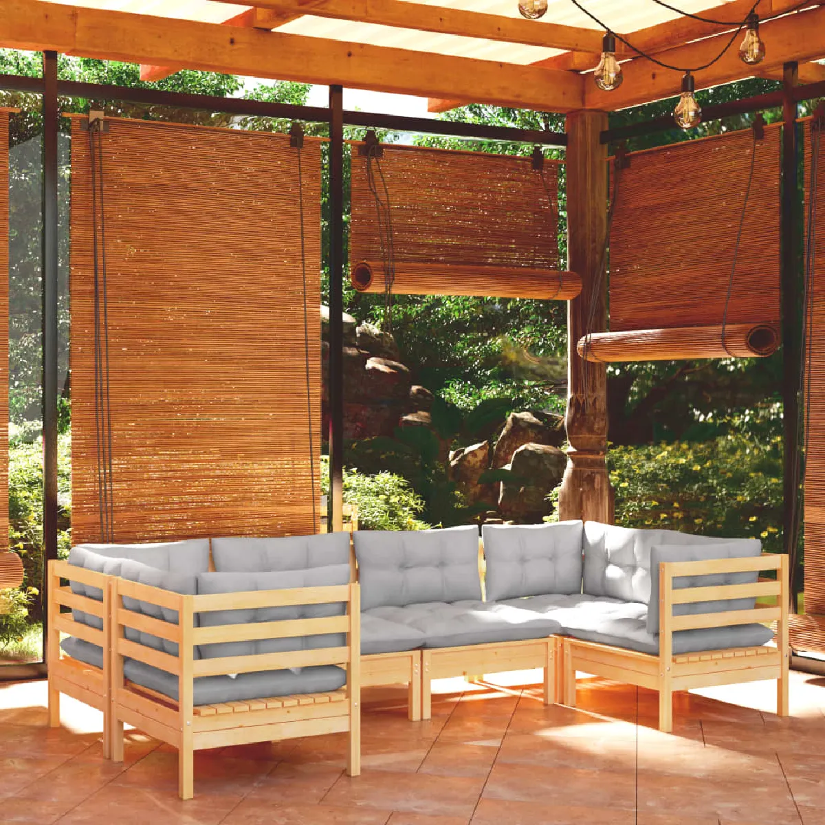 vidaXL Salon de jardin 6 pcs Bois de pin massif - vue 6