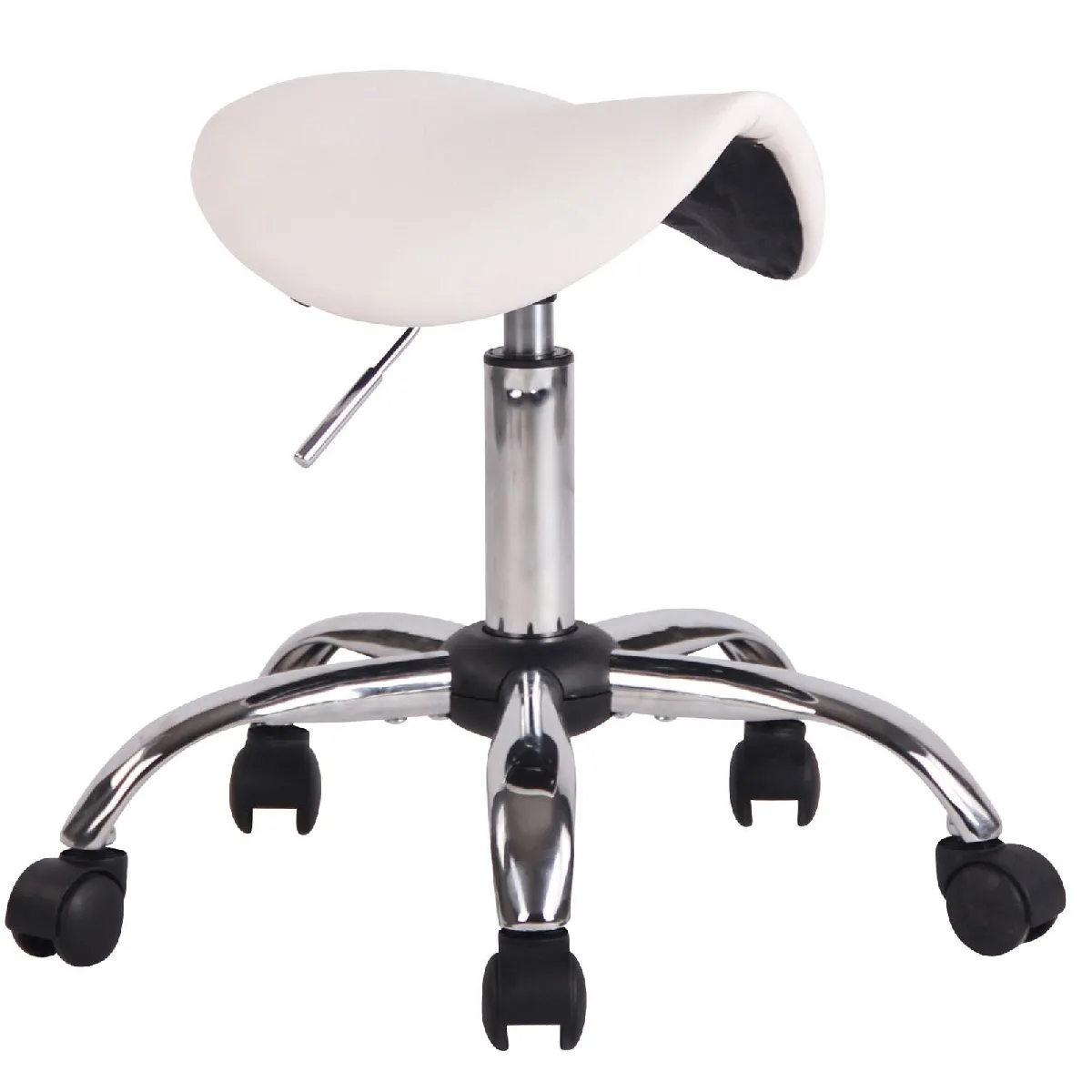 Decoshop26 Tabouret de travail à roulettes - Blanc