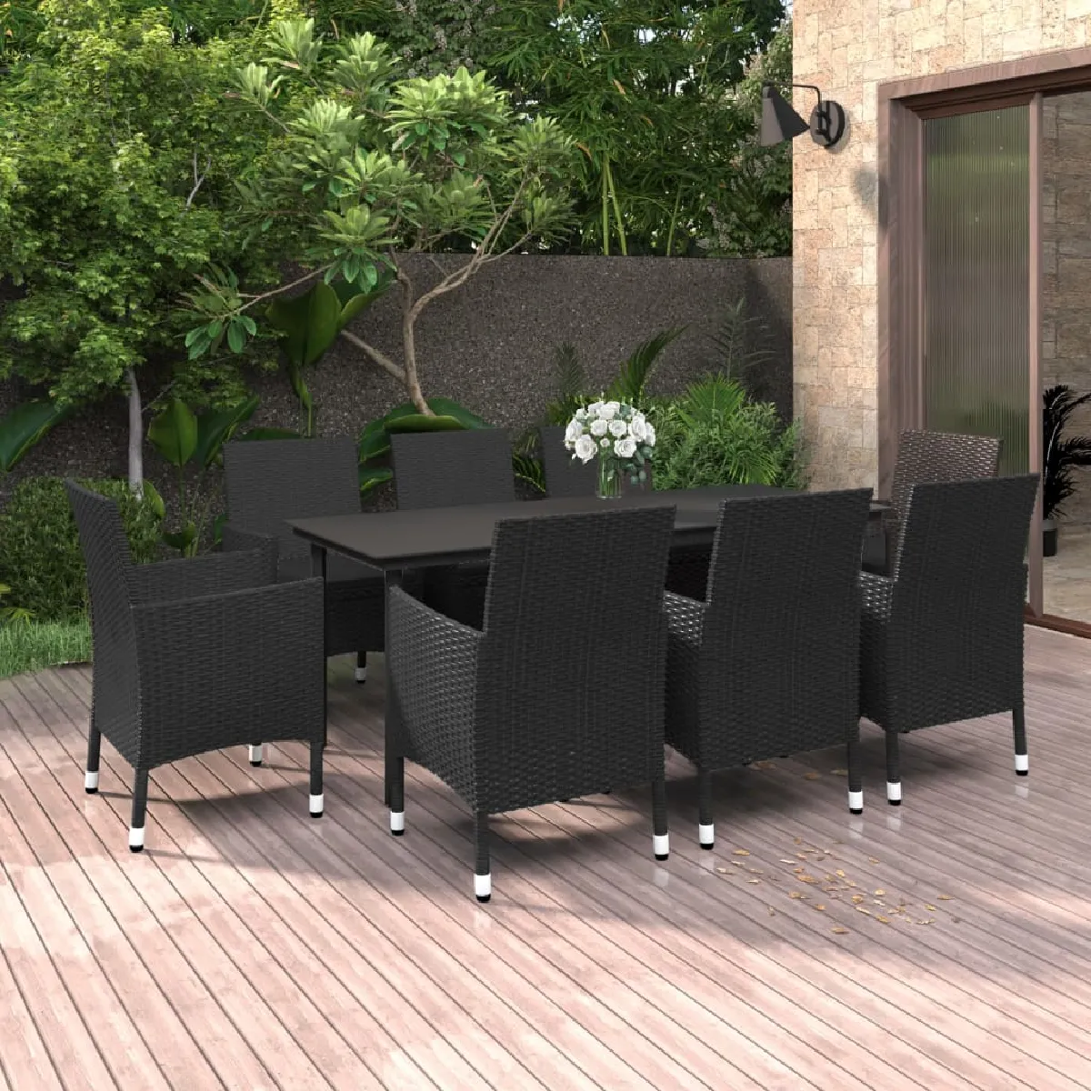 vidaXL Ensemble à dîner de jardin 9 pcs Résine tressée