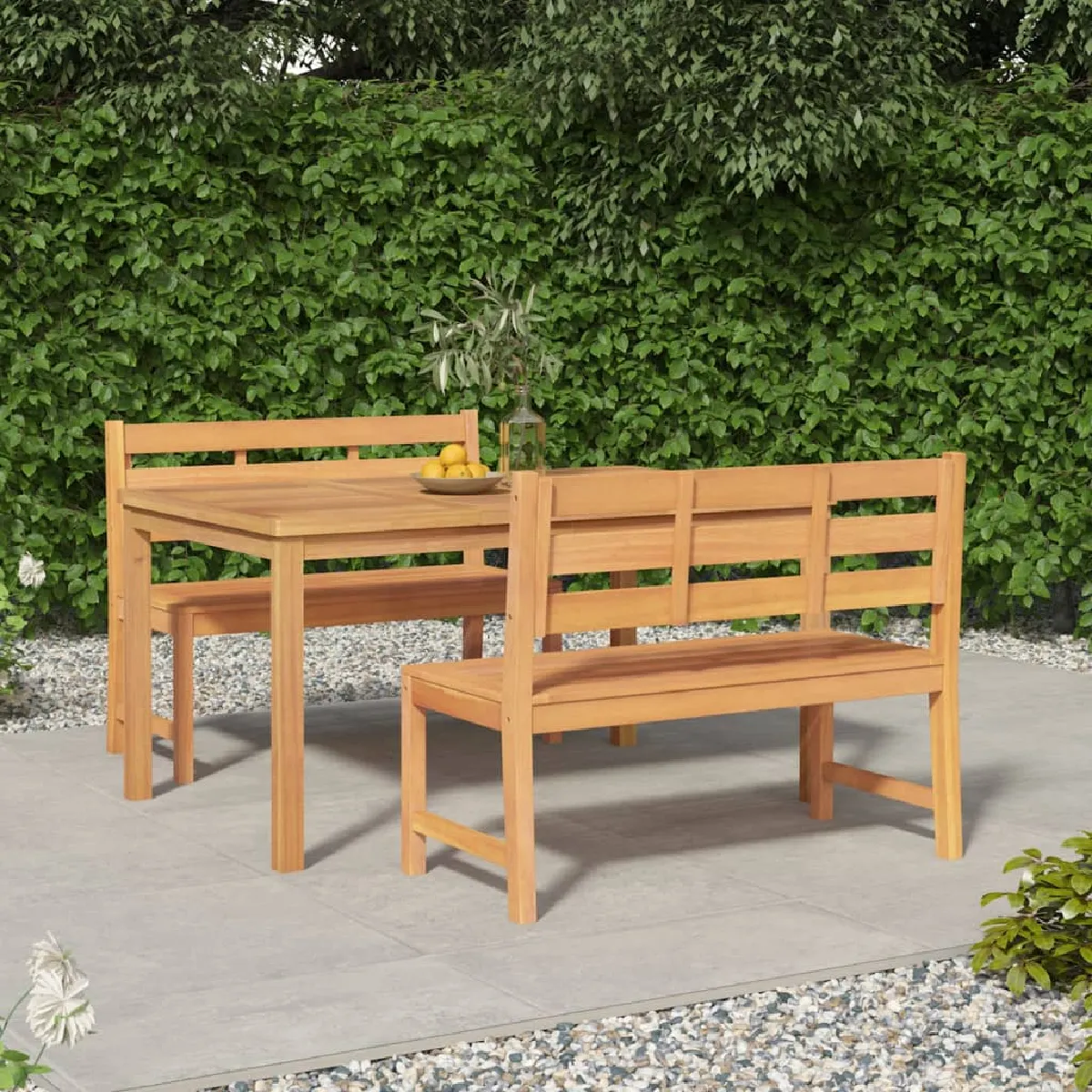 vidaXL Ensemble à Manger de Jardin 3 pcs Bois de Teck