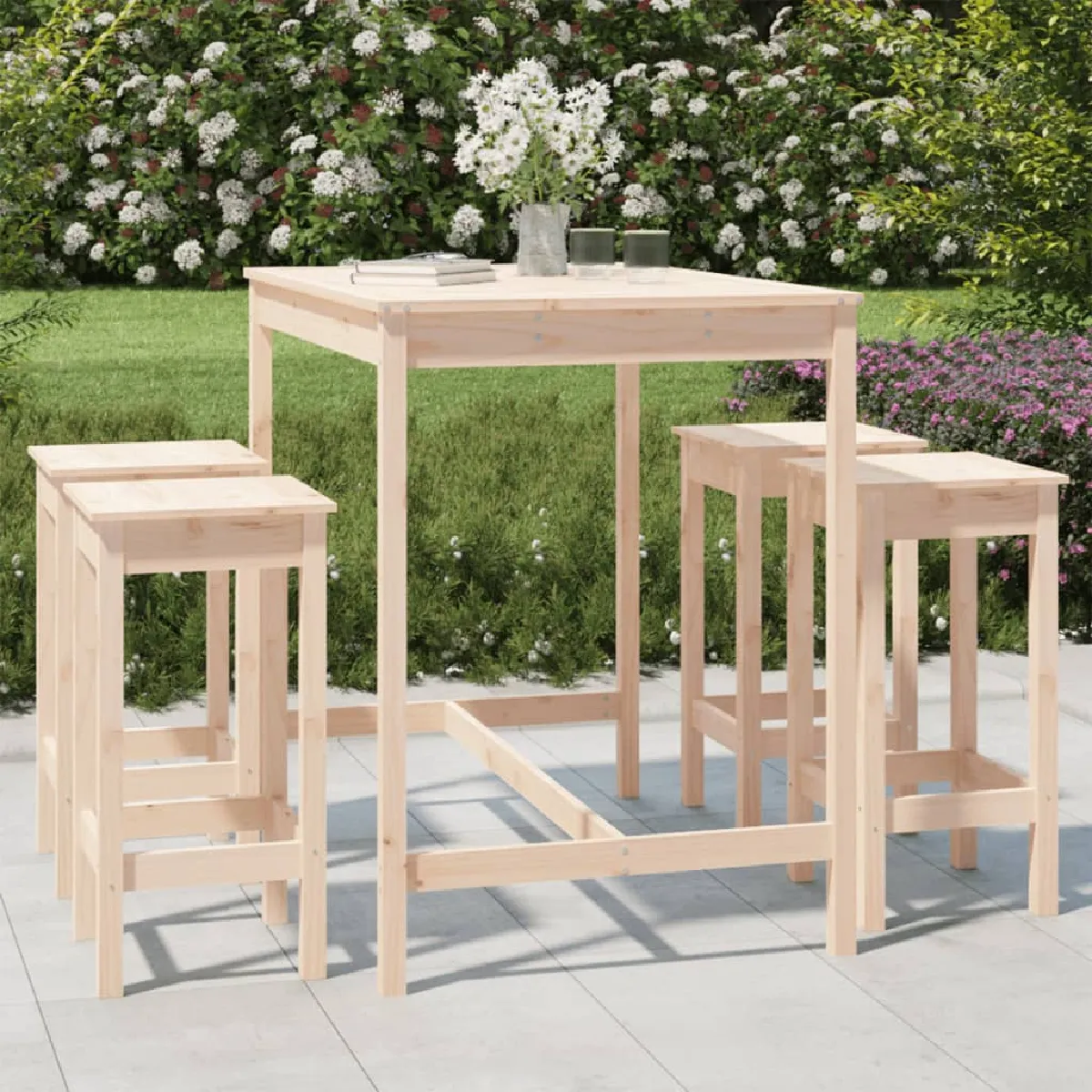 vidaXL Ensemble de bar de jardin 5 pcs bois de pin massif ensemble de bar ensemble de meubles ensemble de bar extérieur 3154745 - vue 2