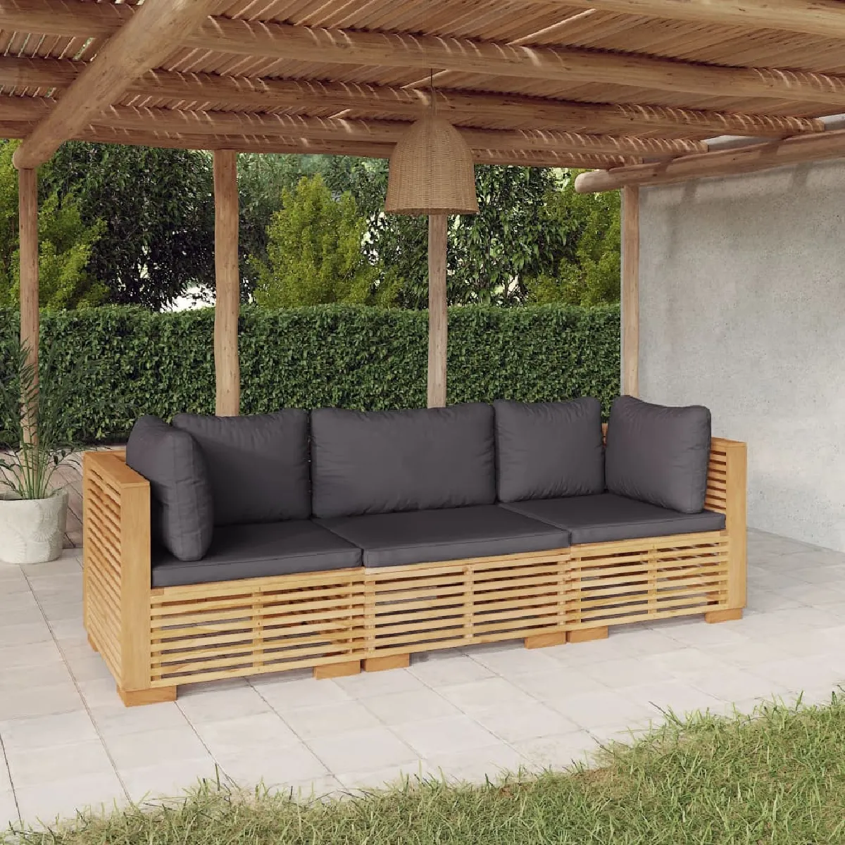 VIDAXL Salon de jardin 3 pcs Bois de teck solide