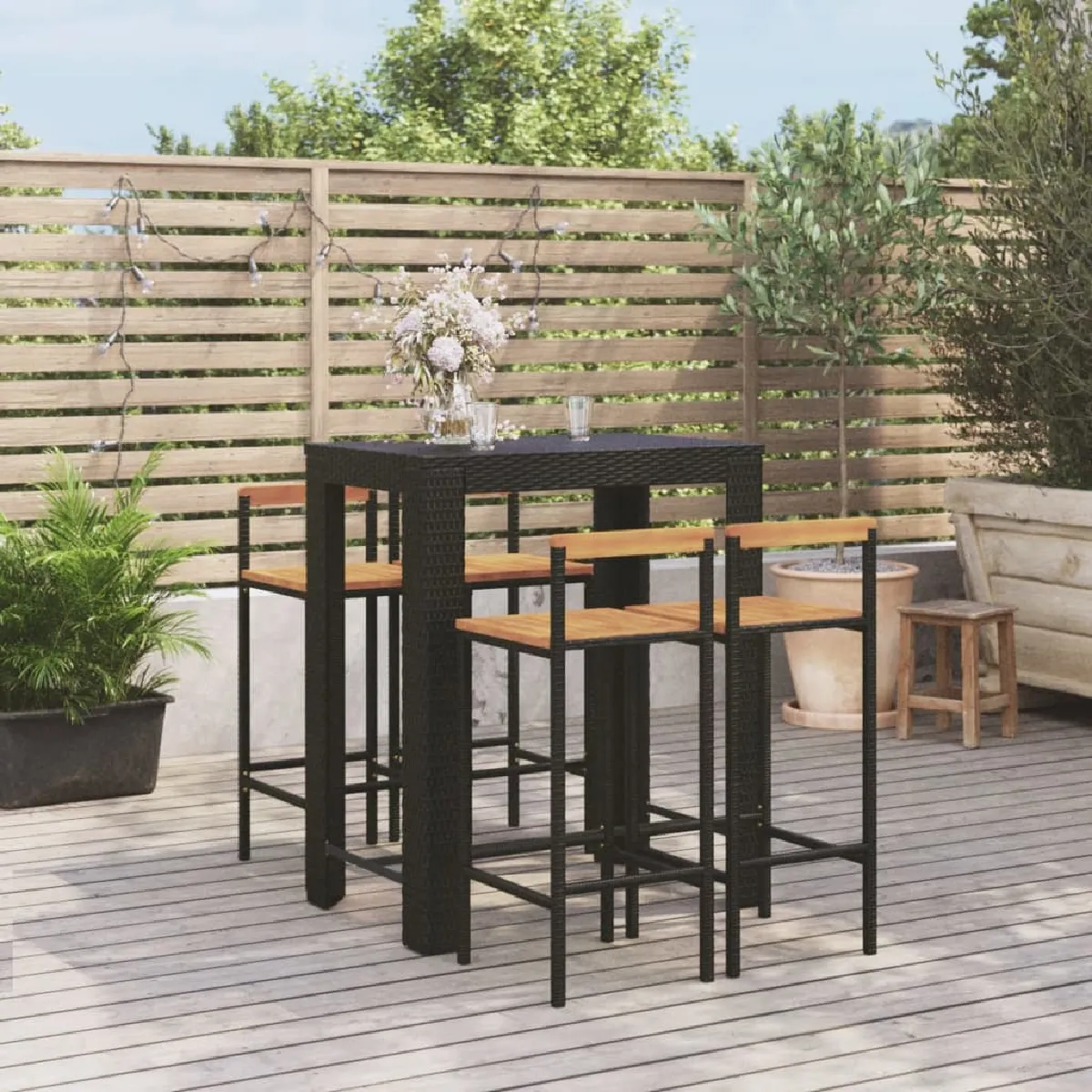 vidaXL Ensemble de bar jardin 5 pcs Résine tressée