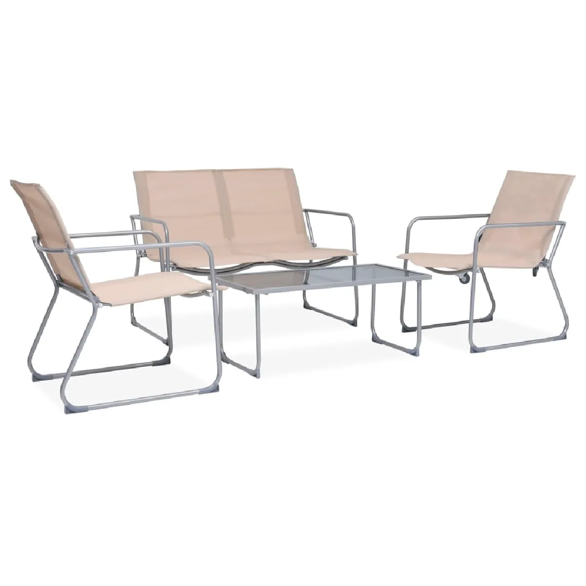 Vidaxl Salon De Jardin 4 Pcs - Crème