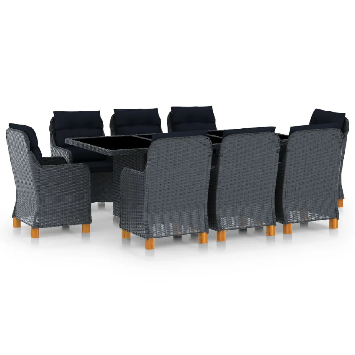 vidaXL Ensemble à dîner 9 pcs Résine tressée