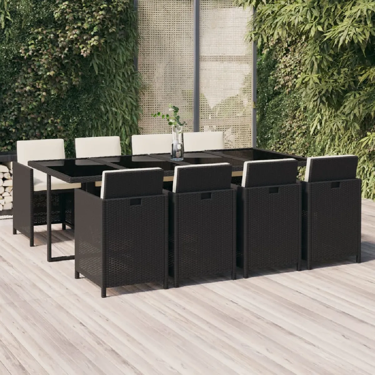 vidaXL Ensemble à manger de jardin 9 pcs Résine tressée