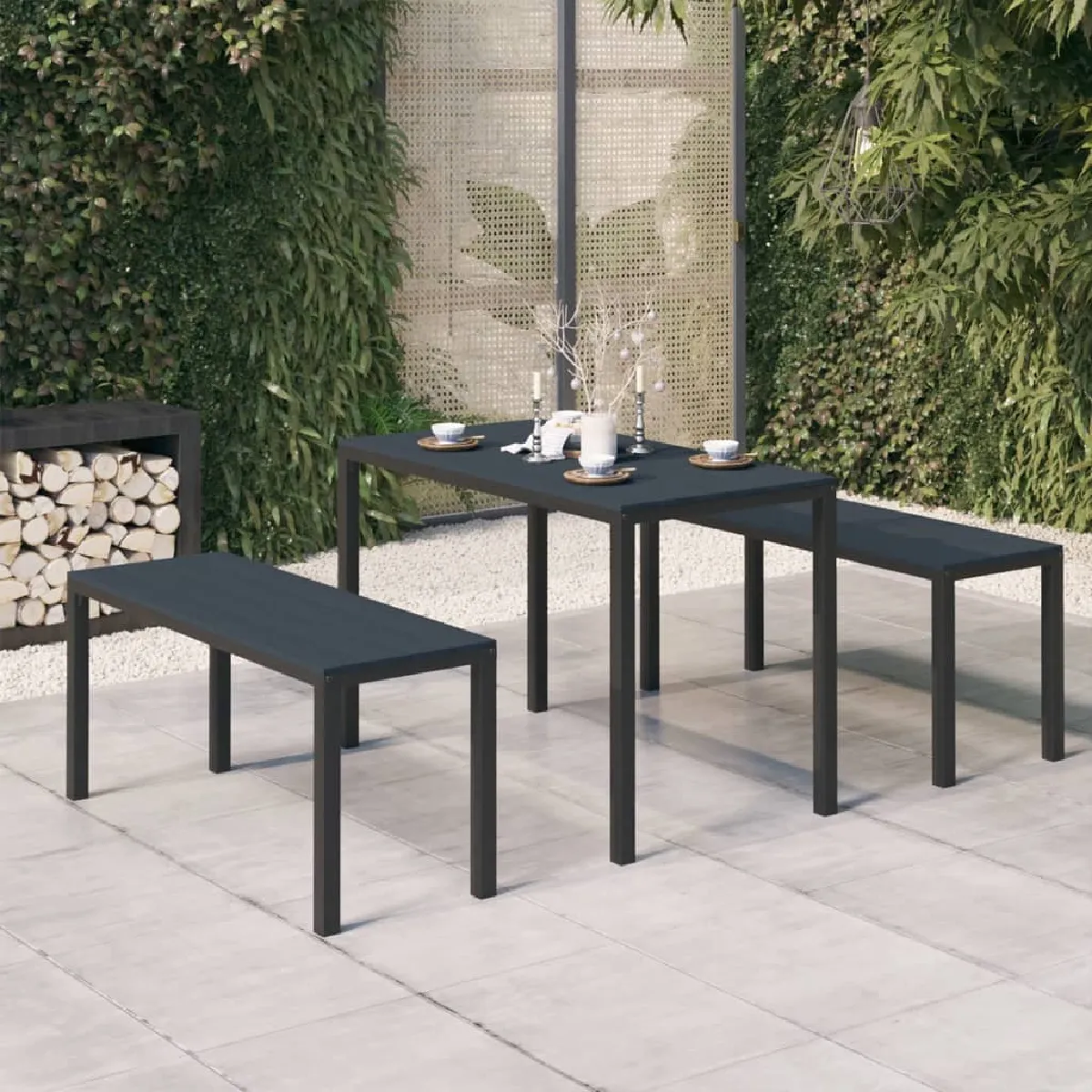 vidaXL Ensemble à manger de jardin et coussins 3 pcs rotin acacia 3278731 - vue 9