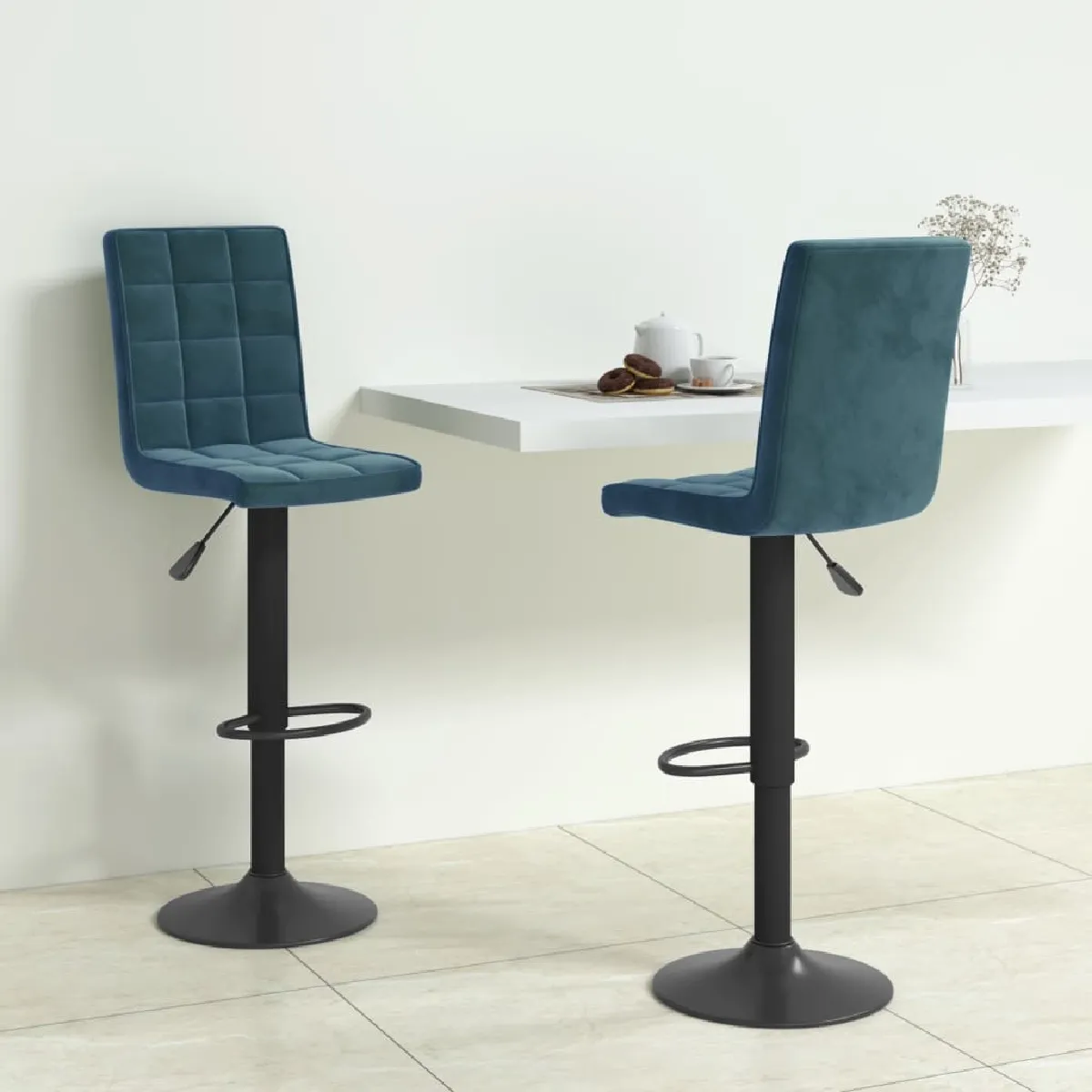 vidaXL Tabourets de Bar Velours Lot de 2 - vue 8