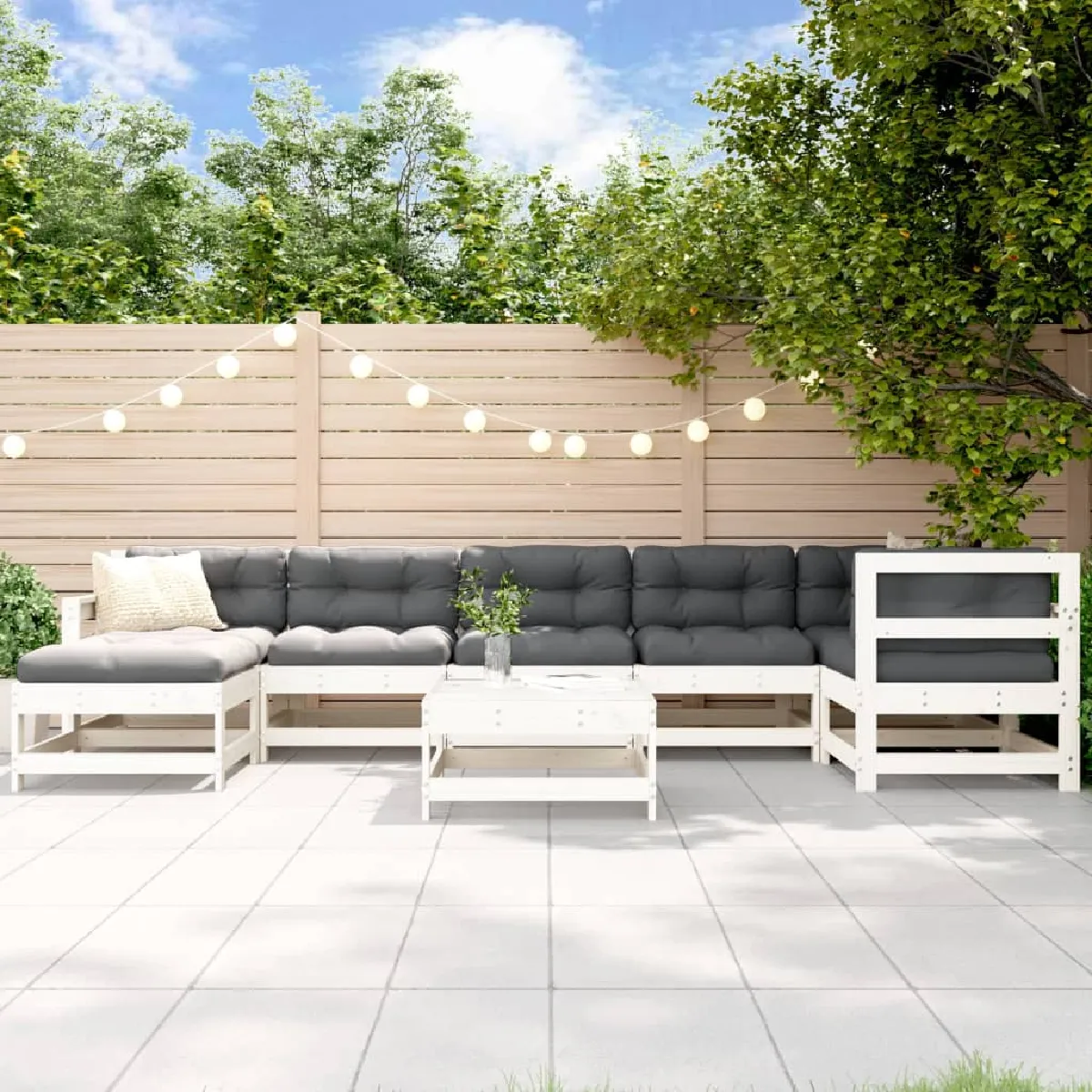 Vidaxl Blanc Salon Jardin 8 Pcs